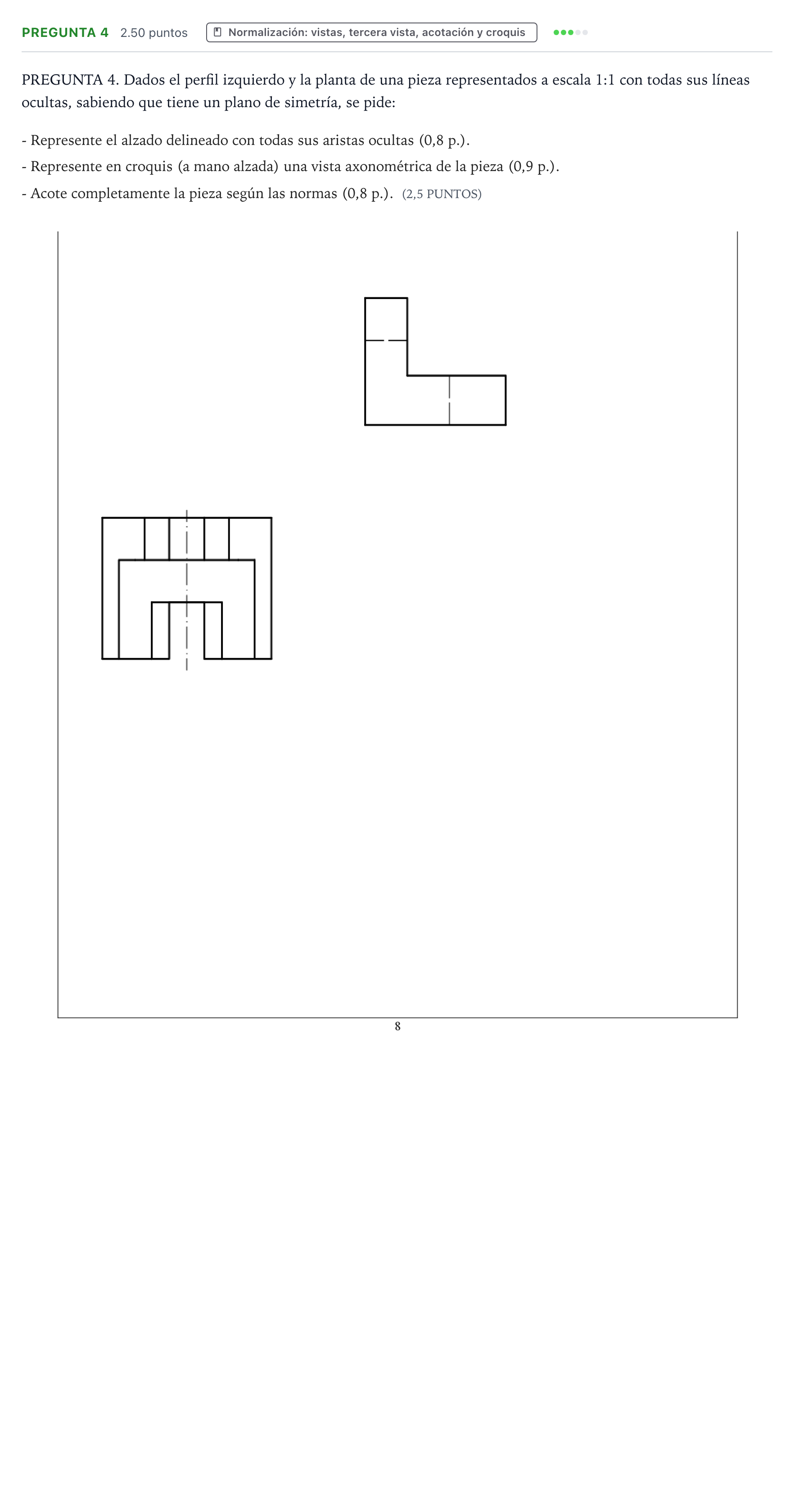 Enunciado: Pregunta 4 · Dibujo técnico II PAU Valencia Ordinaria 2026