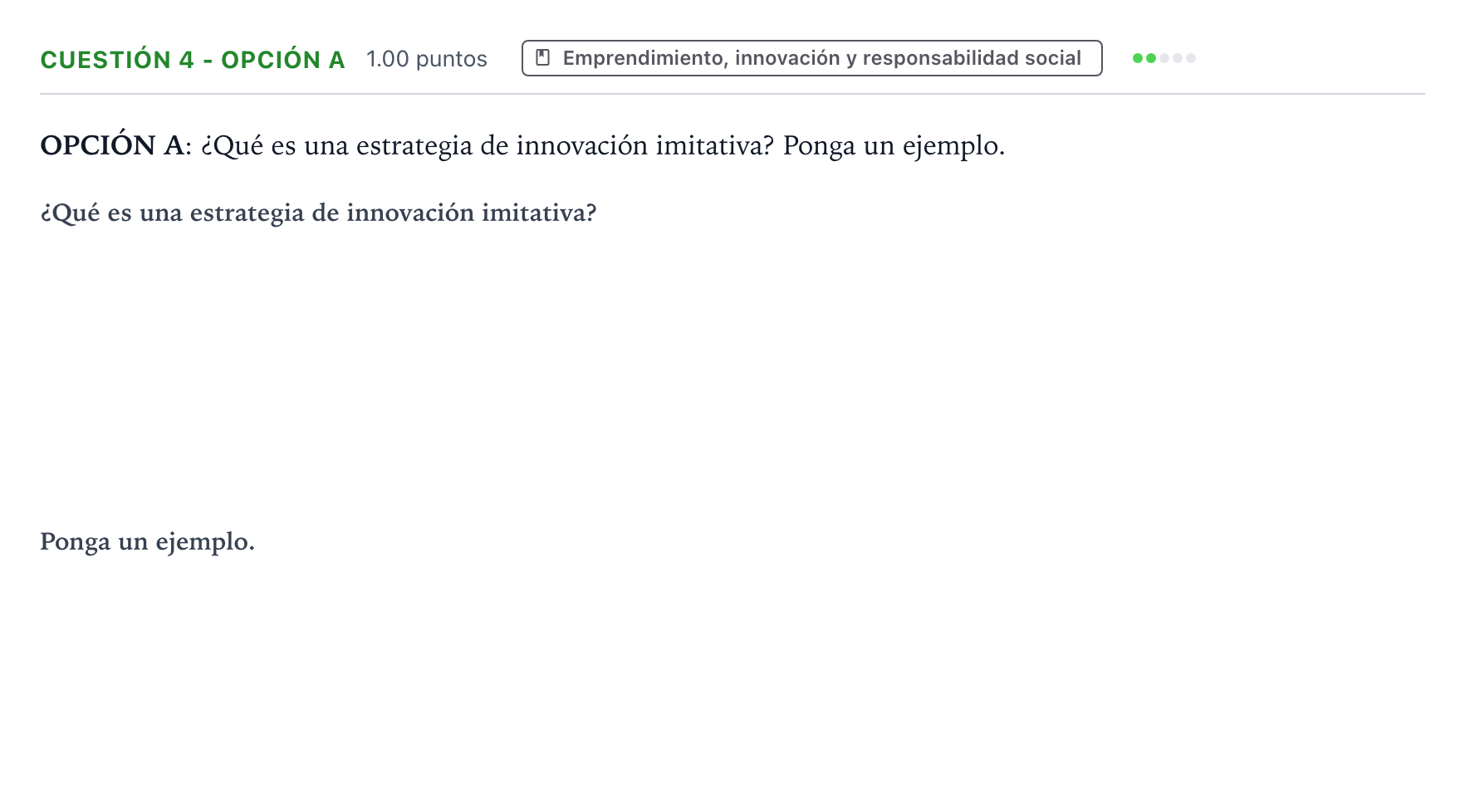 Enunciado: Cuestión 4 - Opción A · Empresa y Diseño de Modelos de Negocio PAU Valencia Extraordinaria 2026