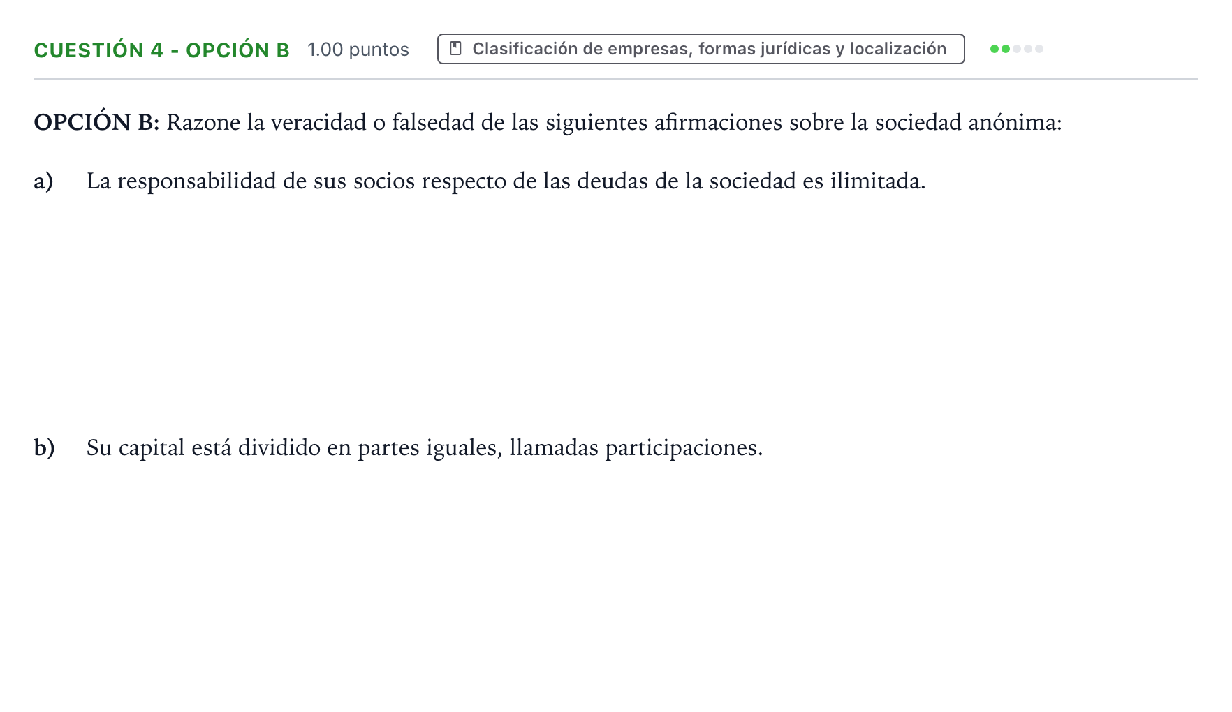Enunciado: Cuestión 4 - Opción B · Empresa y Diseño de Modelos de Negocio PAU Valencia Extraordinaria 2026