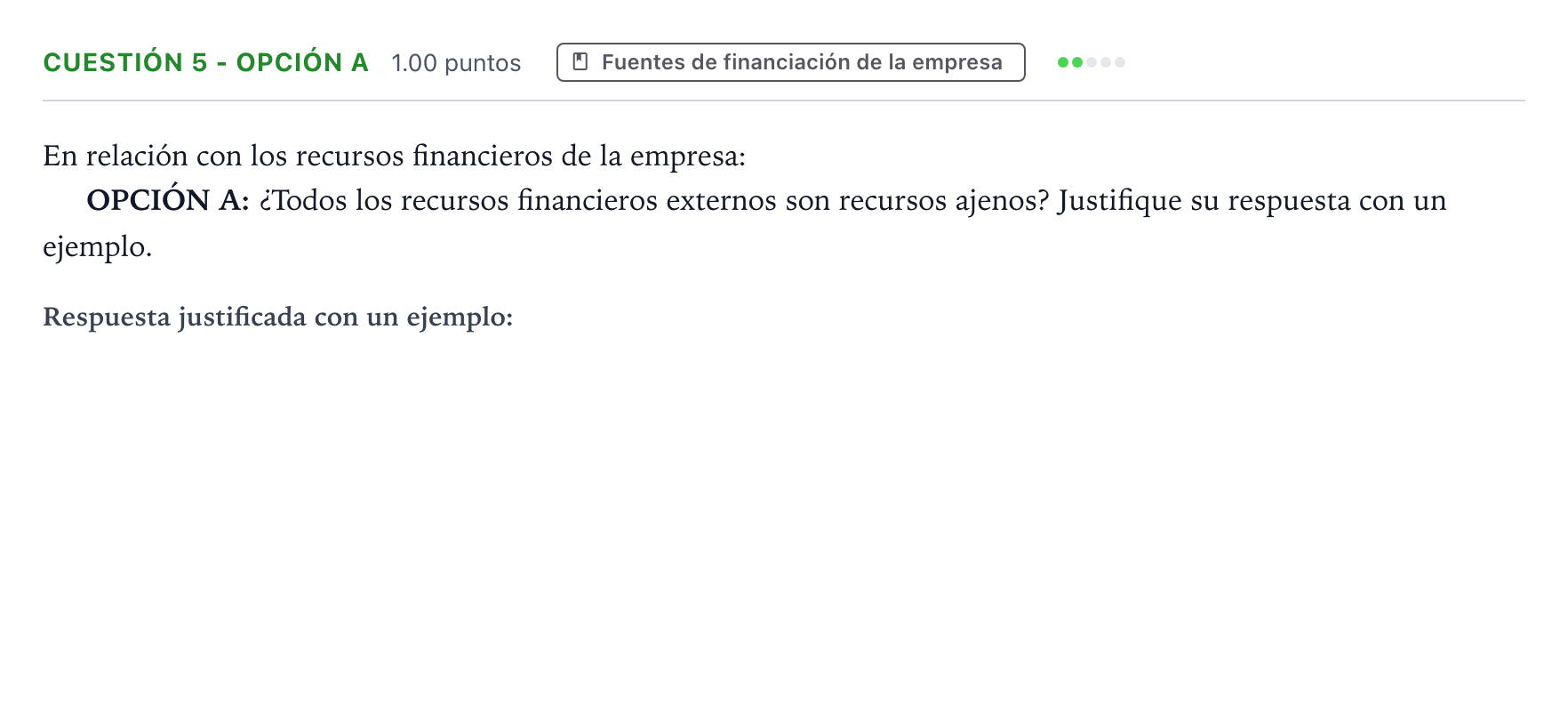 Enunciado: Cuestión 5 - Opción A · Empresa y Diseño de Modelos de Negocio PAU Valencia Extraordinaria 2026