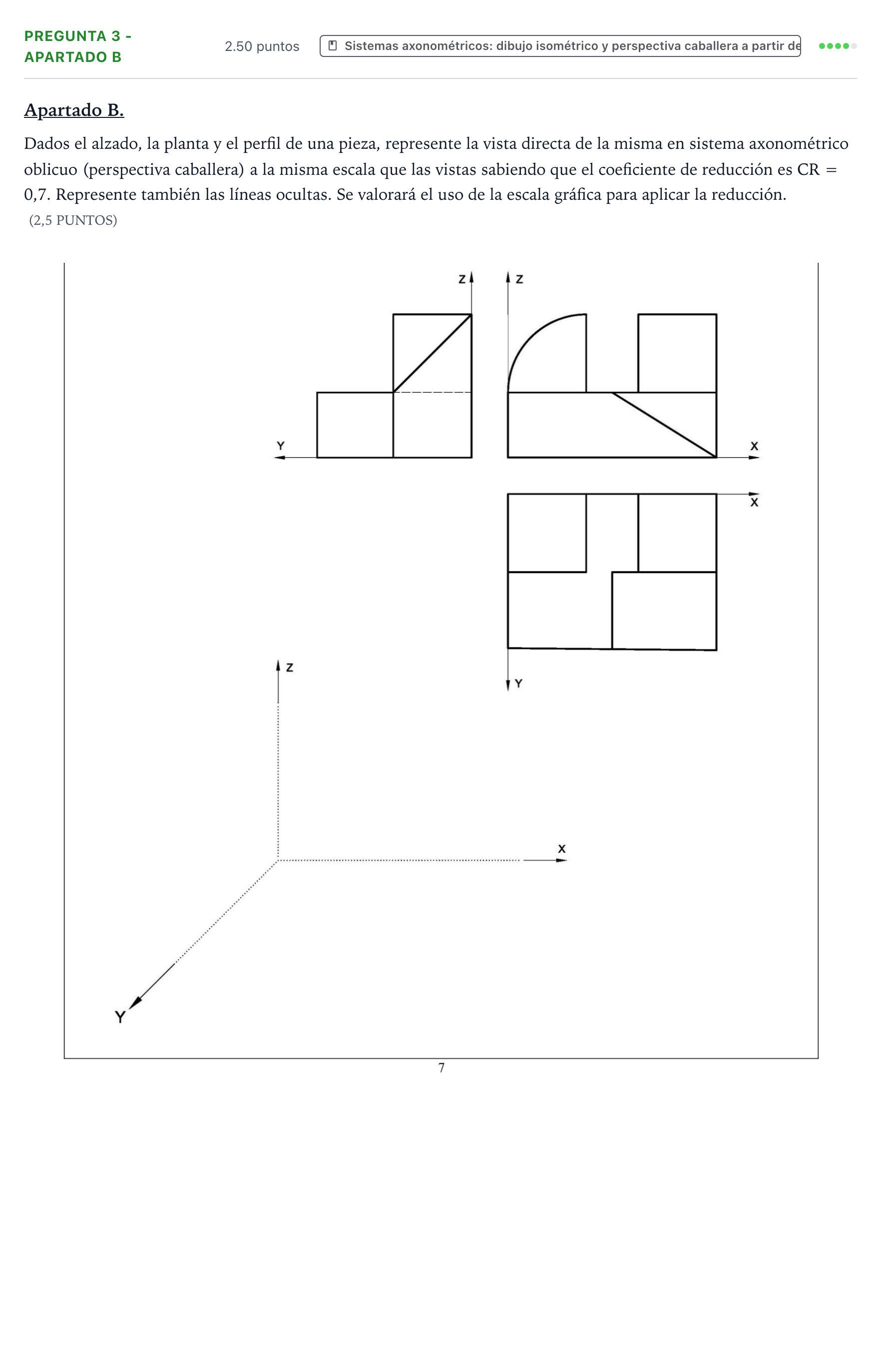 Enunciado: Pregunta 3 - Apartado B · Dibujo técnico II PAU Valencia Ordinaria solapamiento 2026
