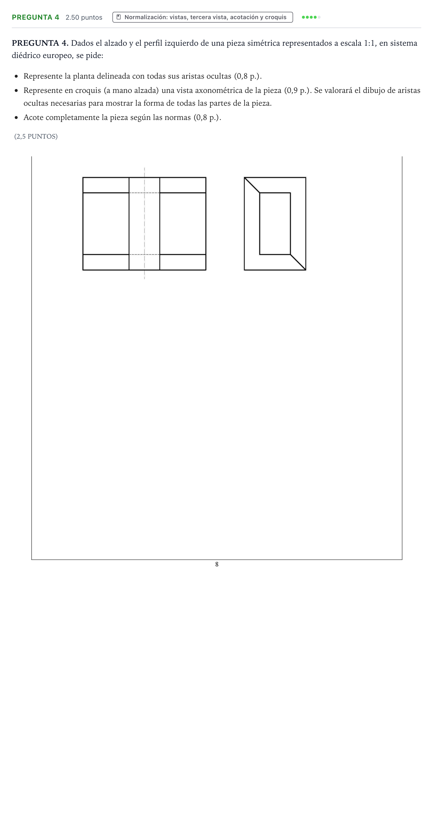 Enunciado: Pregunta 4 · Dibujo técnico II PAU Valencia Ordinaria solapamiento 2026