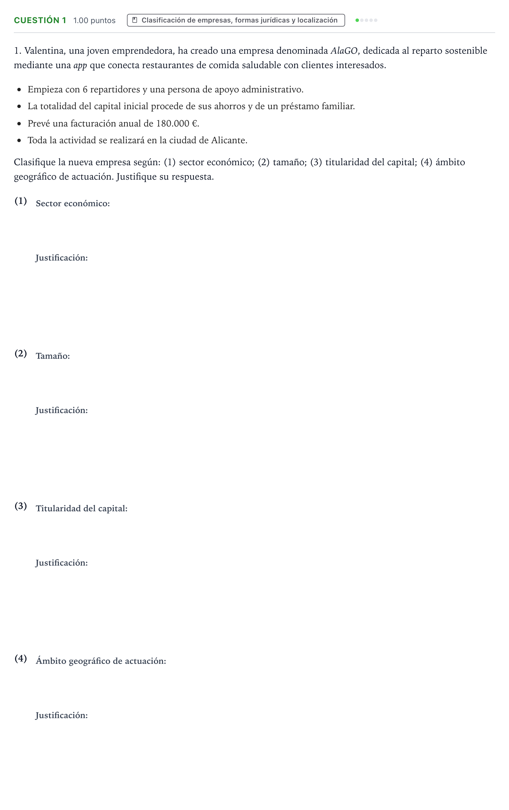 Enunciado: Cuestión 1 · Empresa y Diseño de Modelos de Negocio PAU Valencia Ordinaria 2026