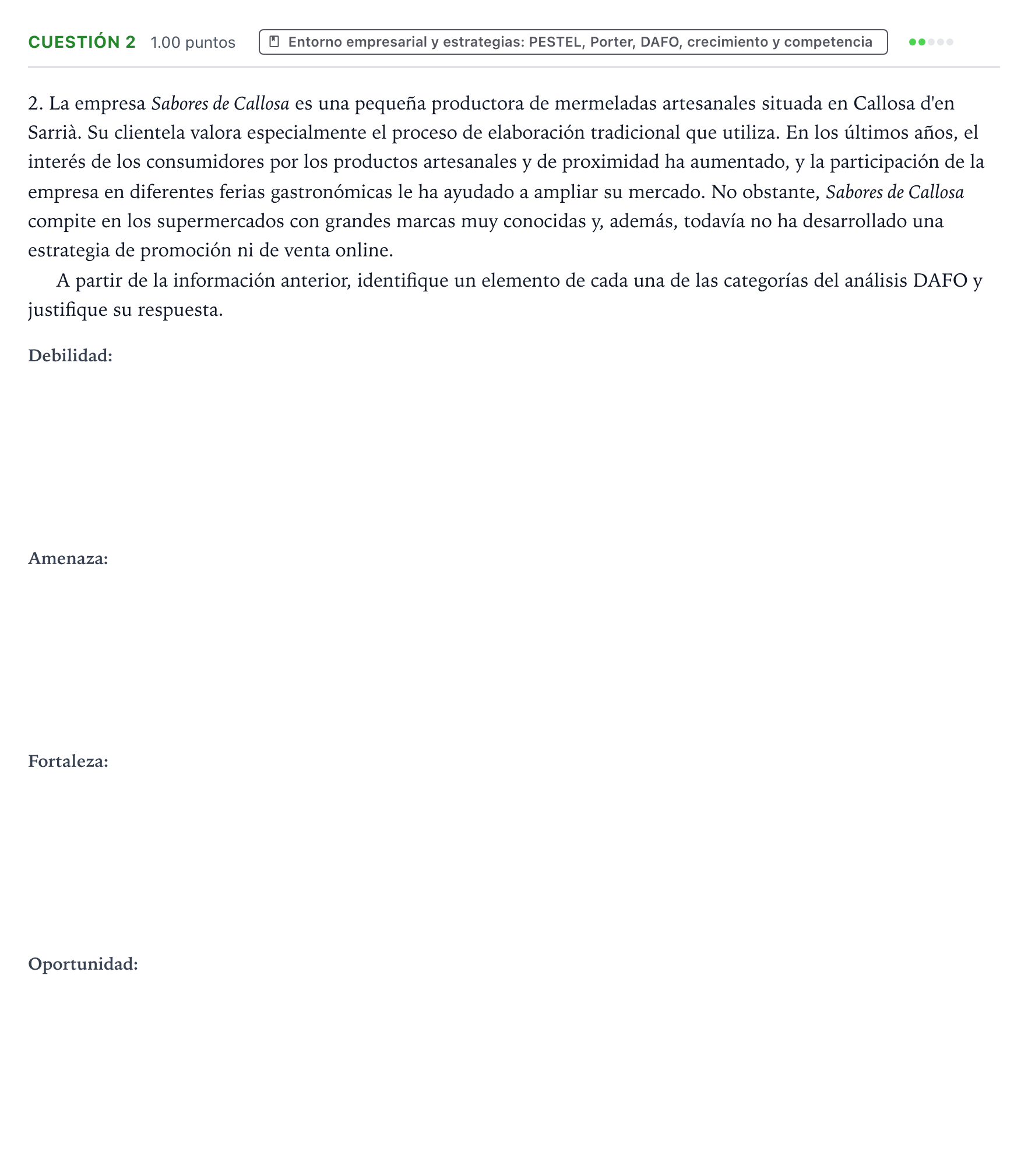 Enunciado: Cuestión 2 · Empresa y Diseño de Modelos de Negocio PAU Valencia Ordinaria 2026