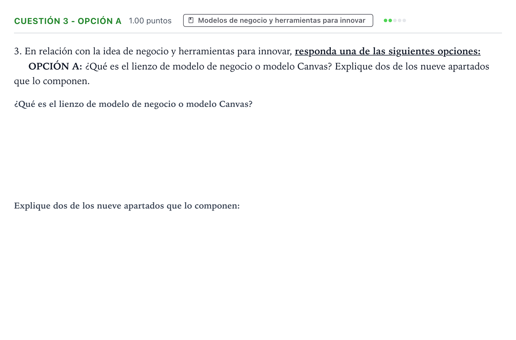 Enunciado: Cuestión 3 - Opción A · Empresa y Diseño de Modelos de Negocio PAU Valencia Ordinaria 2026