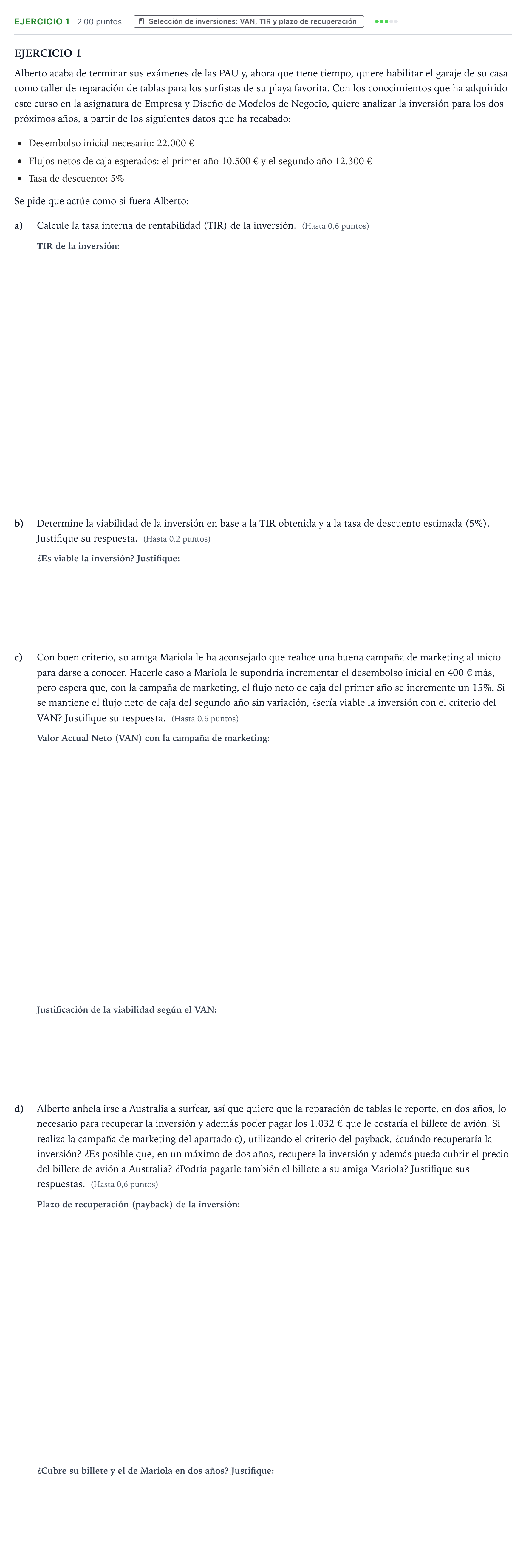 Enunciado: Ejercicio 1 · Empresa y Diseño de Modelos de Negocio PAU Valencia Ordinaria 2026
