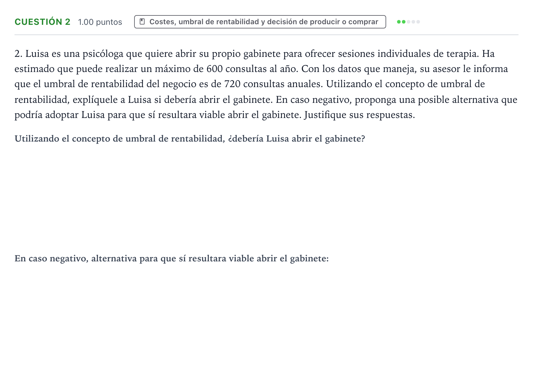 Enunciado: Cuestión 2 · Empresa y Diseño de Modelos de Negocio PAU Valencia Ordinaria solapamiento 2026