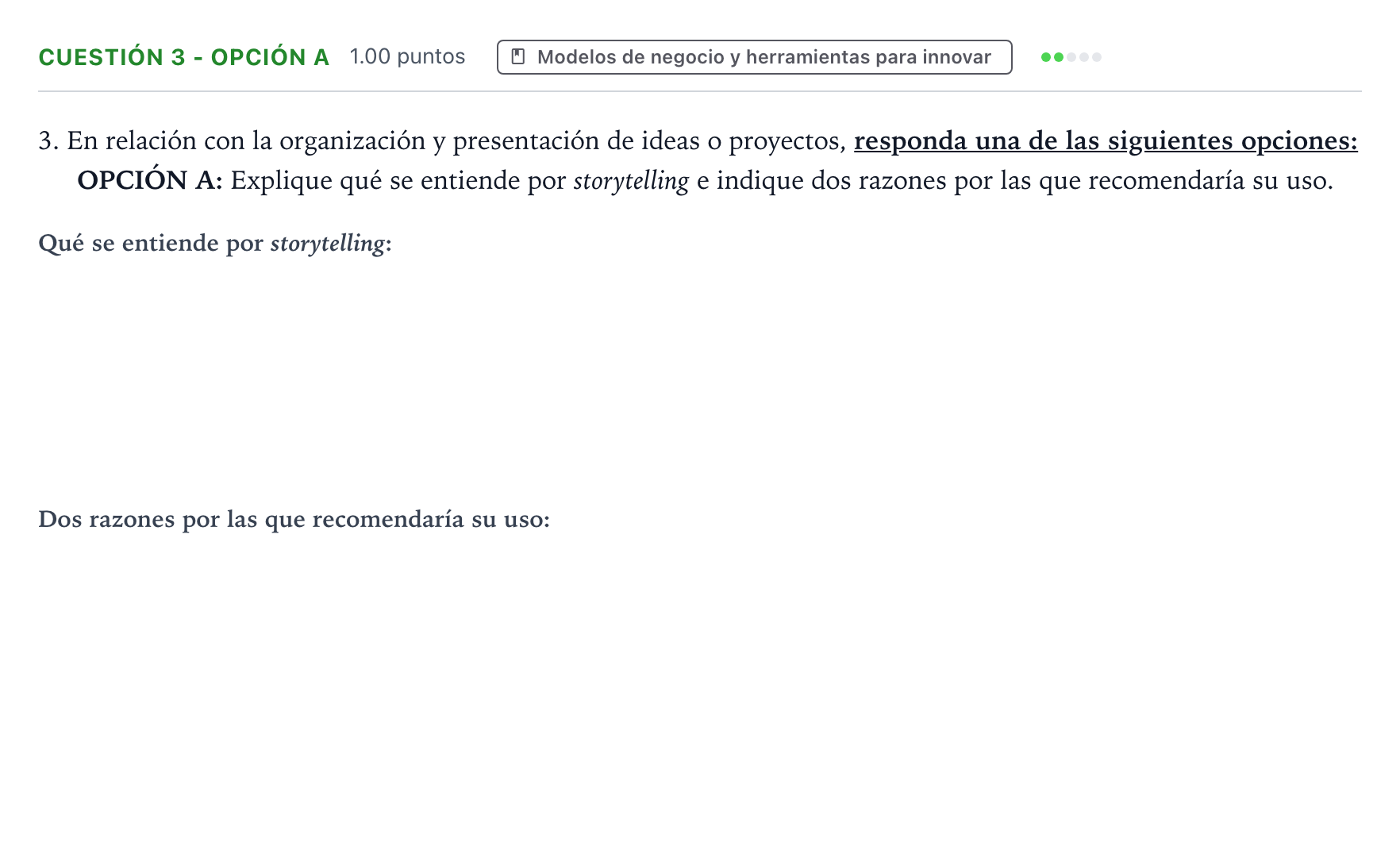 Enunciado: Cuestión 3 - Opción A · Empresa y Diseño de Modelos de Negocio PAU Valencia Ordinaria solapamiento 2026