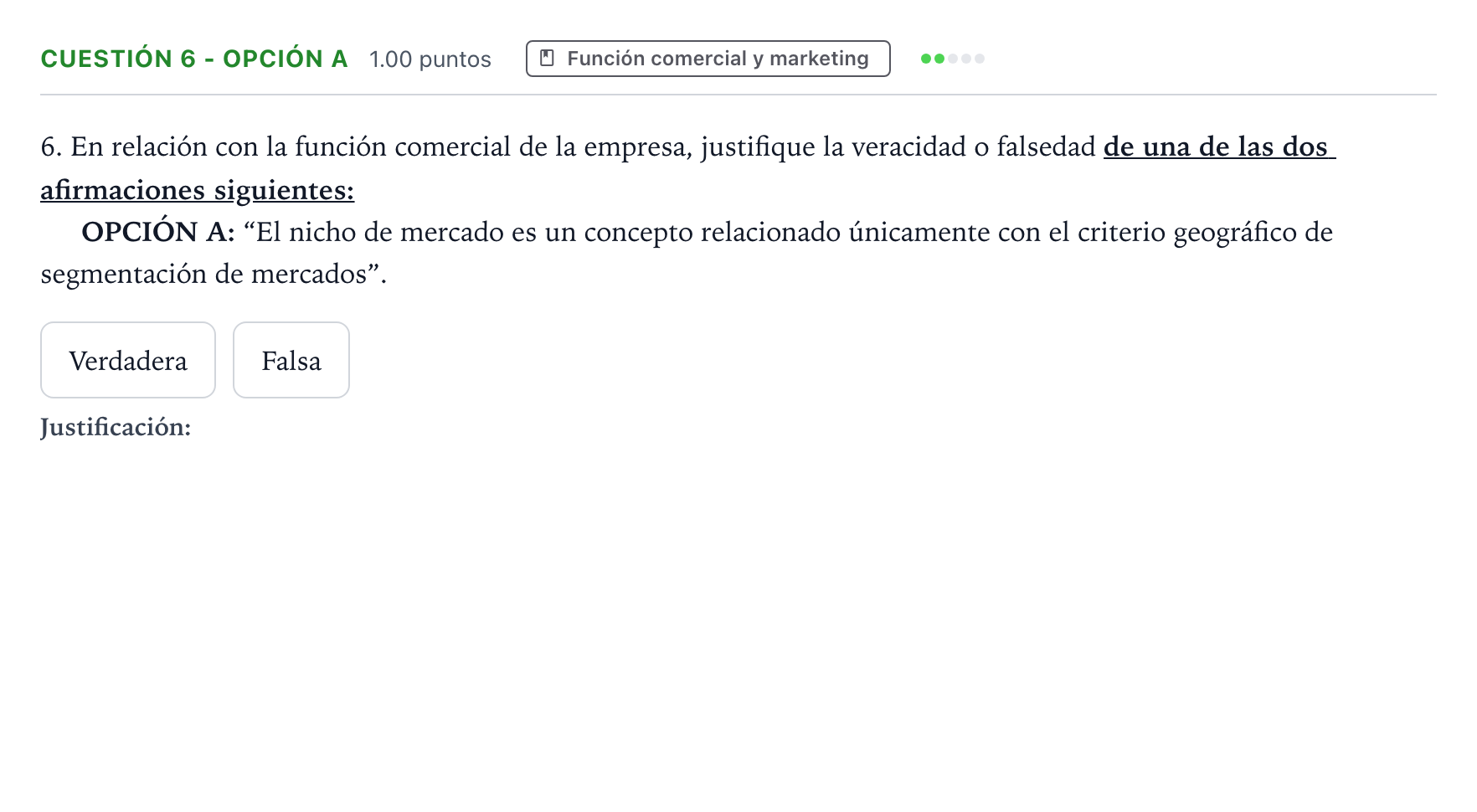 Enunciado: Cuestión 6 - Opción A · Empresa y Diseño de Modelos de Negocio PAU Valencia Ordinaria solapamiento 2026