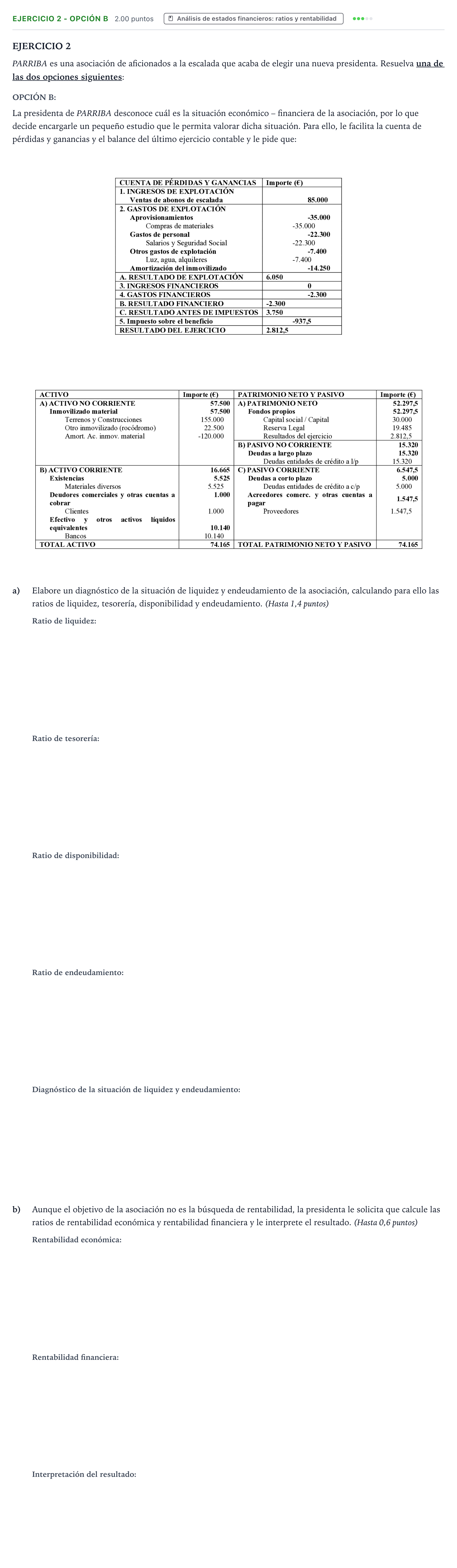 Enunciado: Ejercicio 2 - Opción B · Empresa y Diseño de Modelos de Negocio PAU Valencia Ordinaria solapamiento 2026