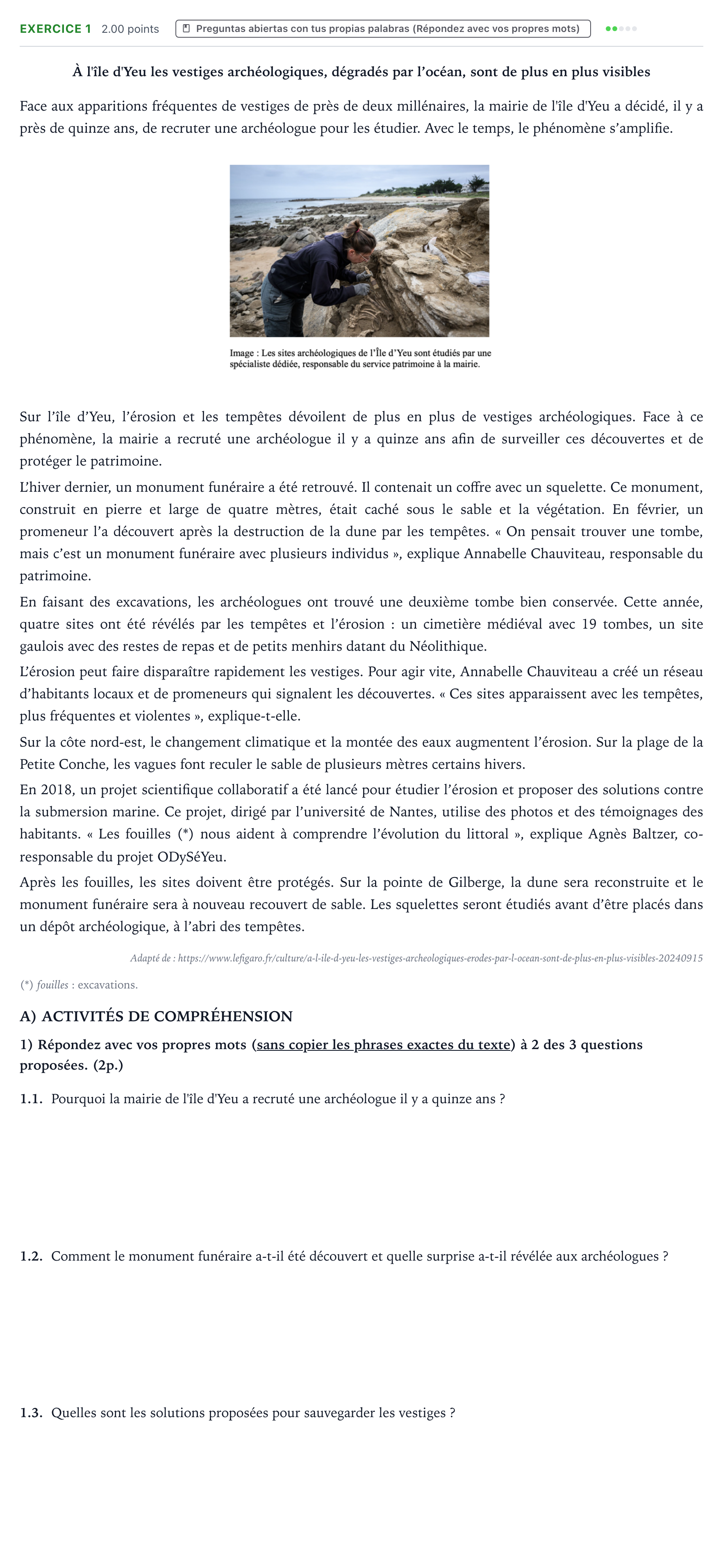 Enunciado: Problema 1 · Francés PAU Valencia Extraordinaria 2026