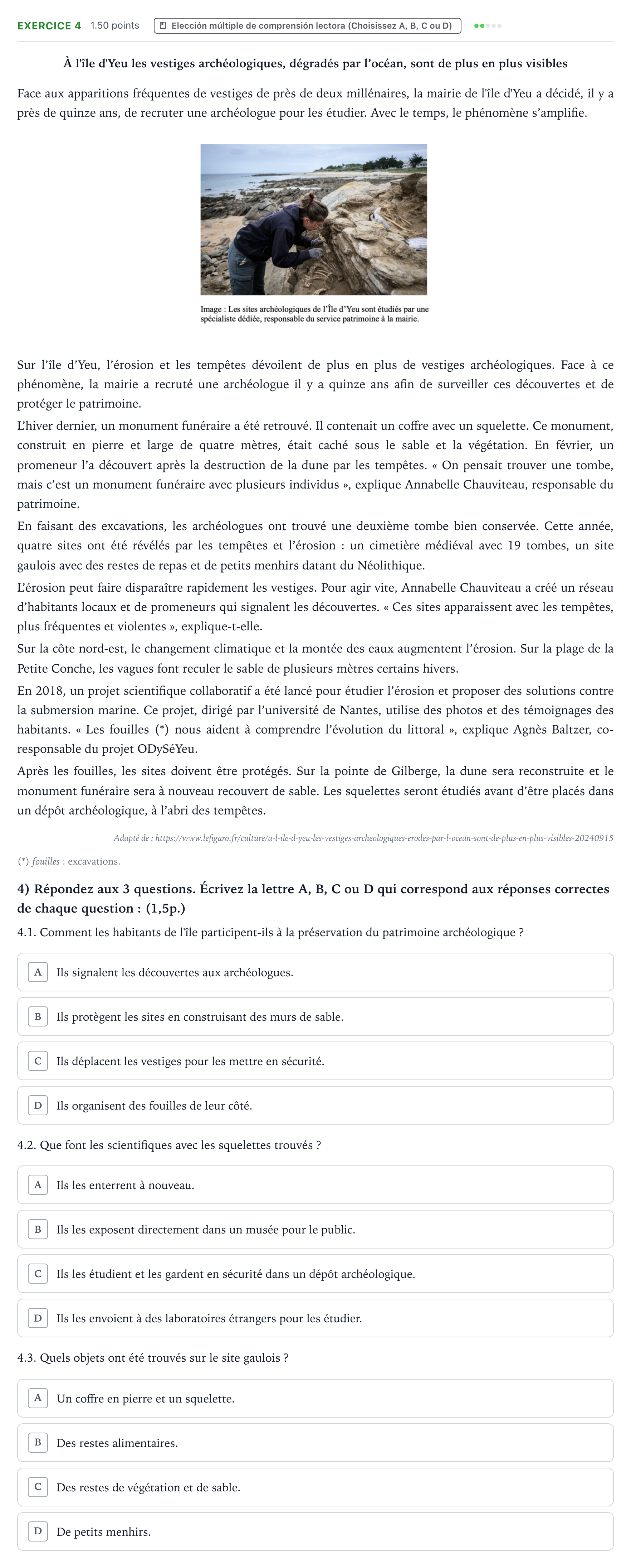 Enunciado: Problema 4 · Francés PAU Valencia Extraordinaria 2026