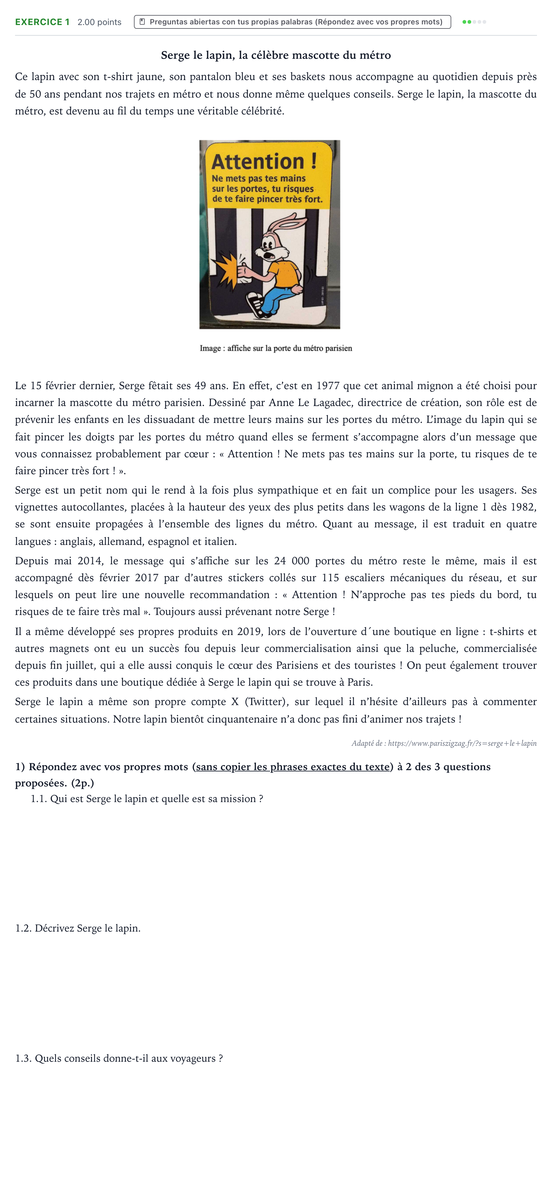 Enunciado: Problema 1 · Francés PAU Valencia Ordinaria 2026