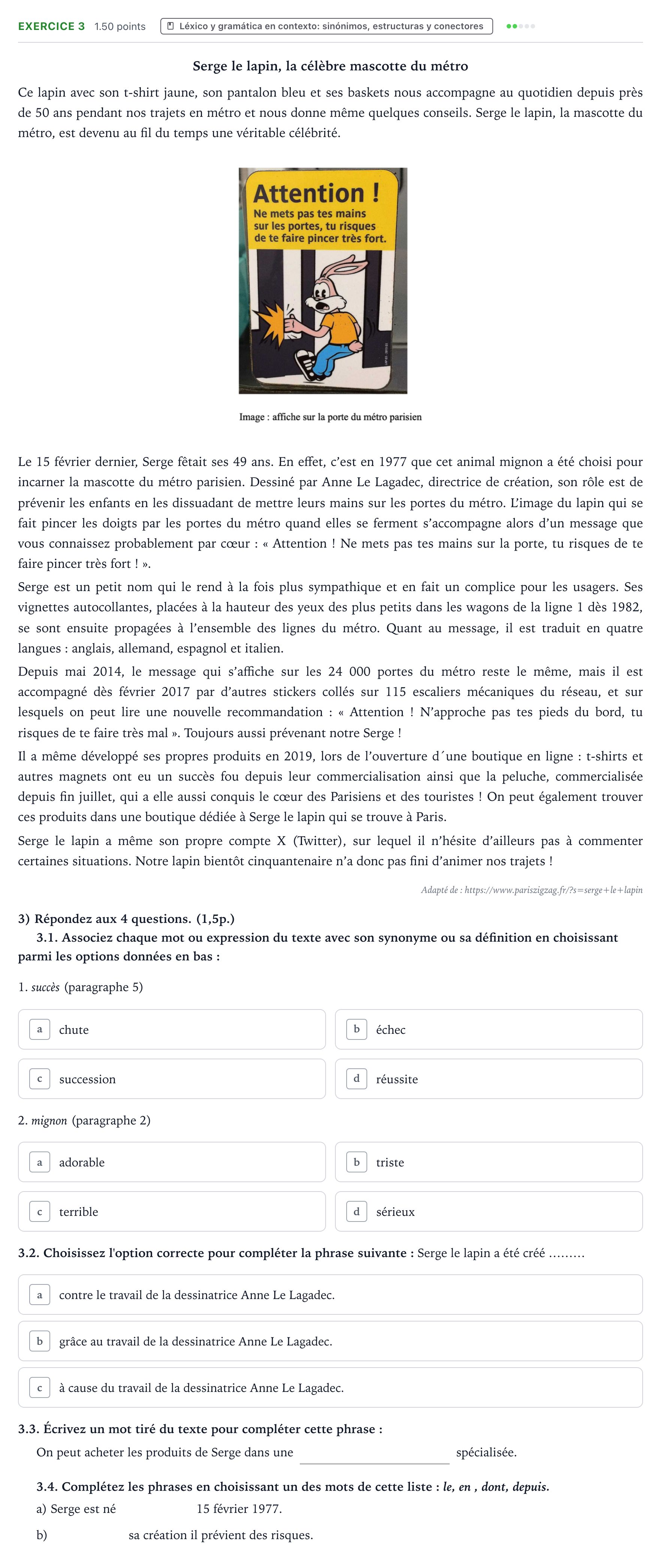 Enunciado: Problema 3 · Francés PAU Valencia Ordinaria 2026