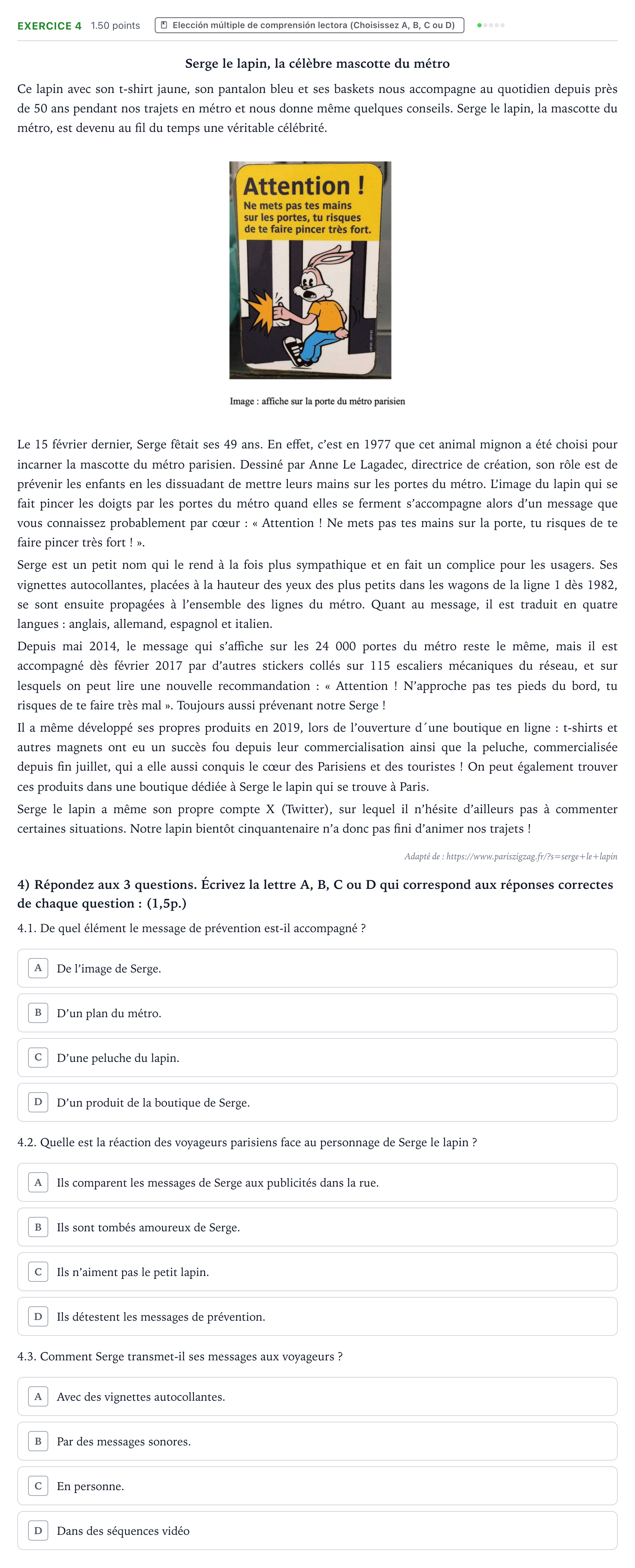 Enunciado: Problema 4 · Francés PAU Valencia Ordinaria 2026
