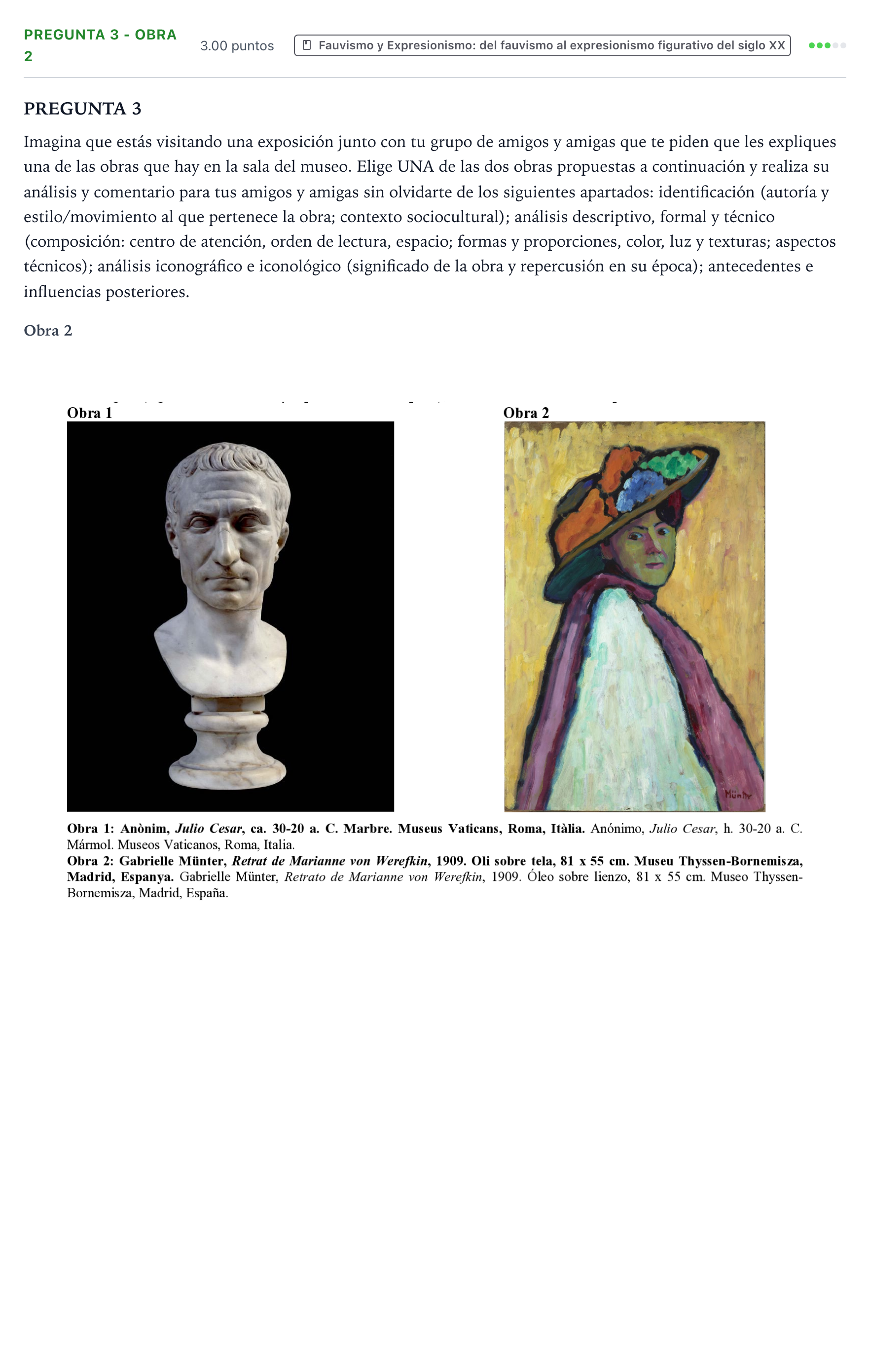 Enunciado: Pregunta 3 - Obra 2 · Fundamentos Artísticos PAU Valencia Ordinaria 2026