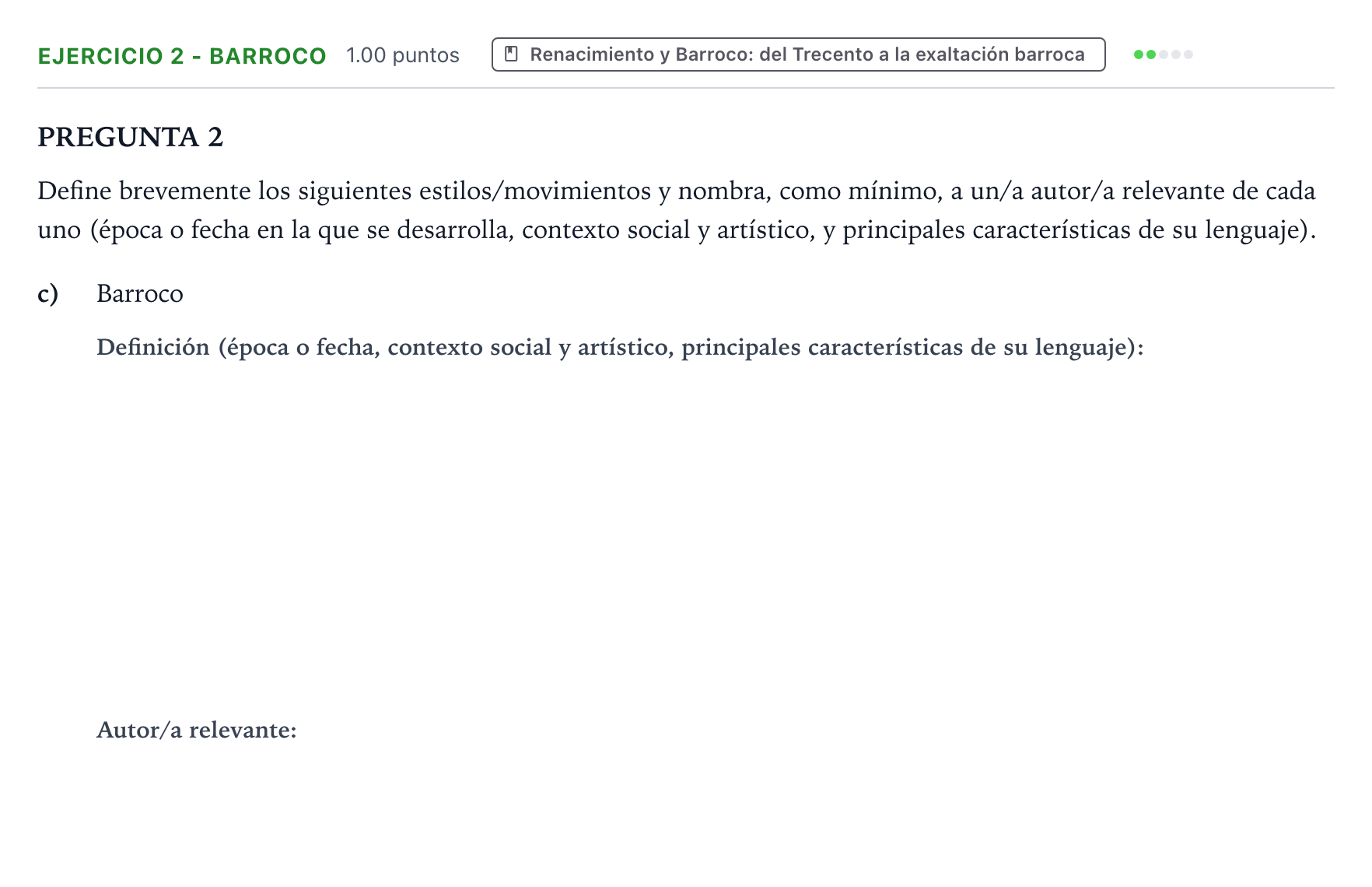 Enunciado: Ejercicio 2 - Barroco · Fundamentos Artísticos PAU Valencia Extraordinaria 2026