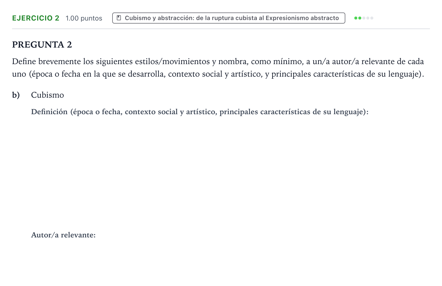 Enunciado: Ejercicio 2 - Cubismo · Fundamentos Artísticos PAU Valencia Extraordinaria 2026