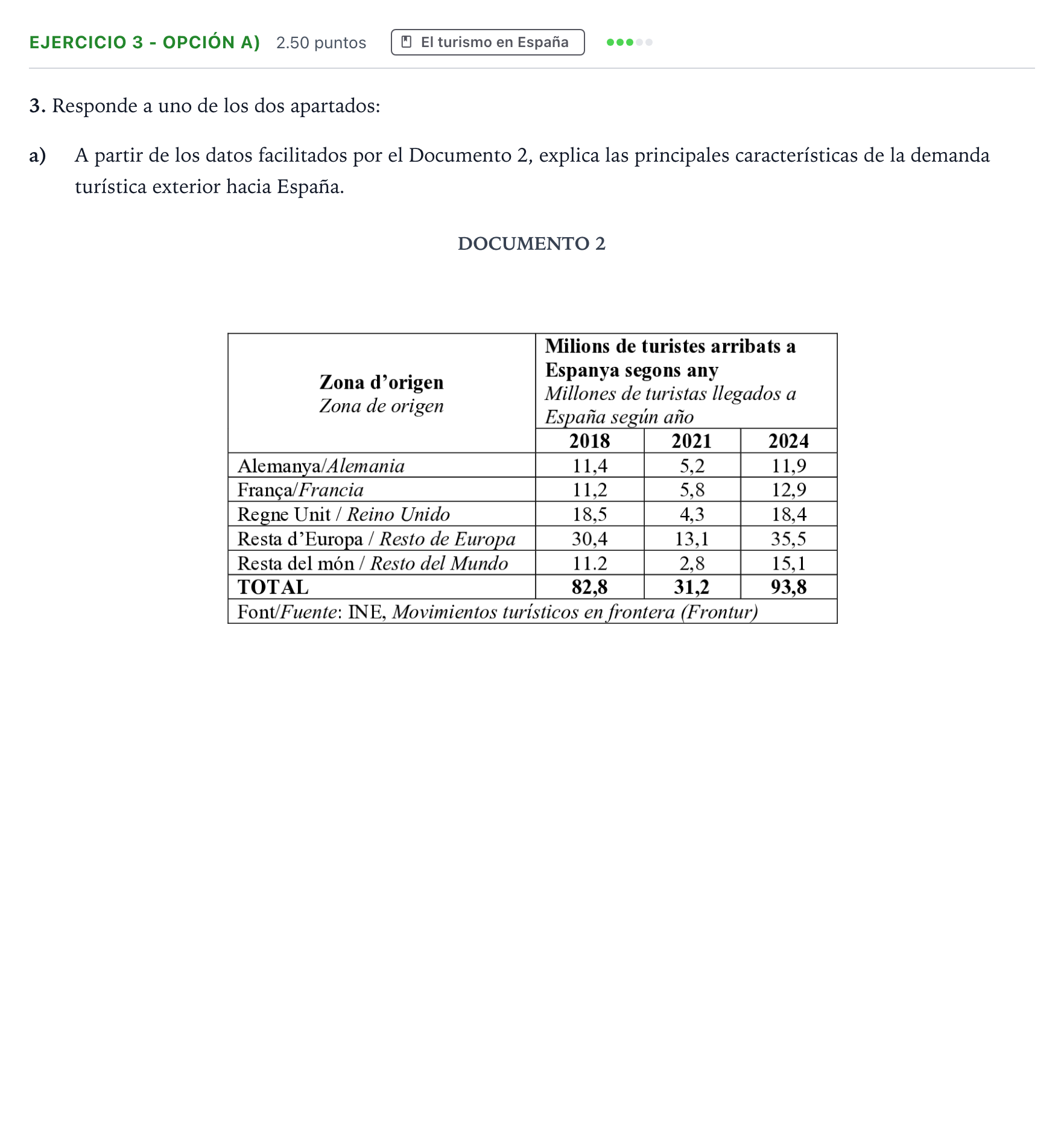 Enunciado: Ejercicio 3 - Opción a) · Geografía PAU Valencia Extraordinaria 2026