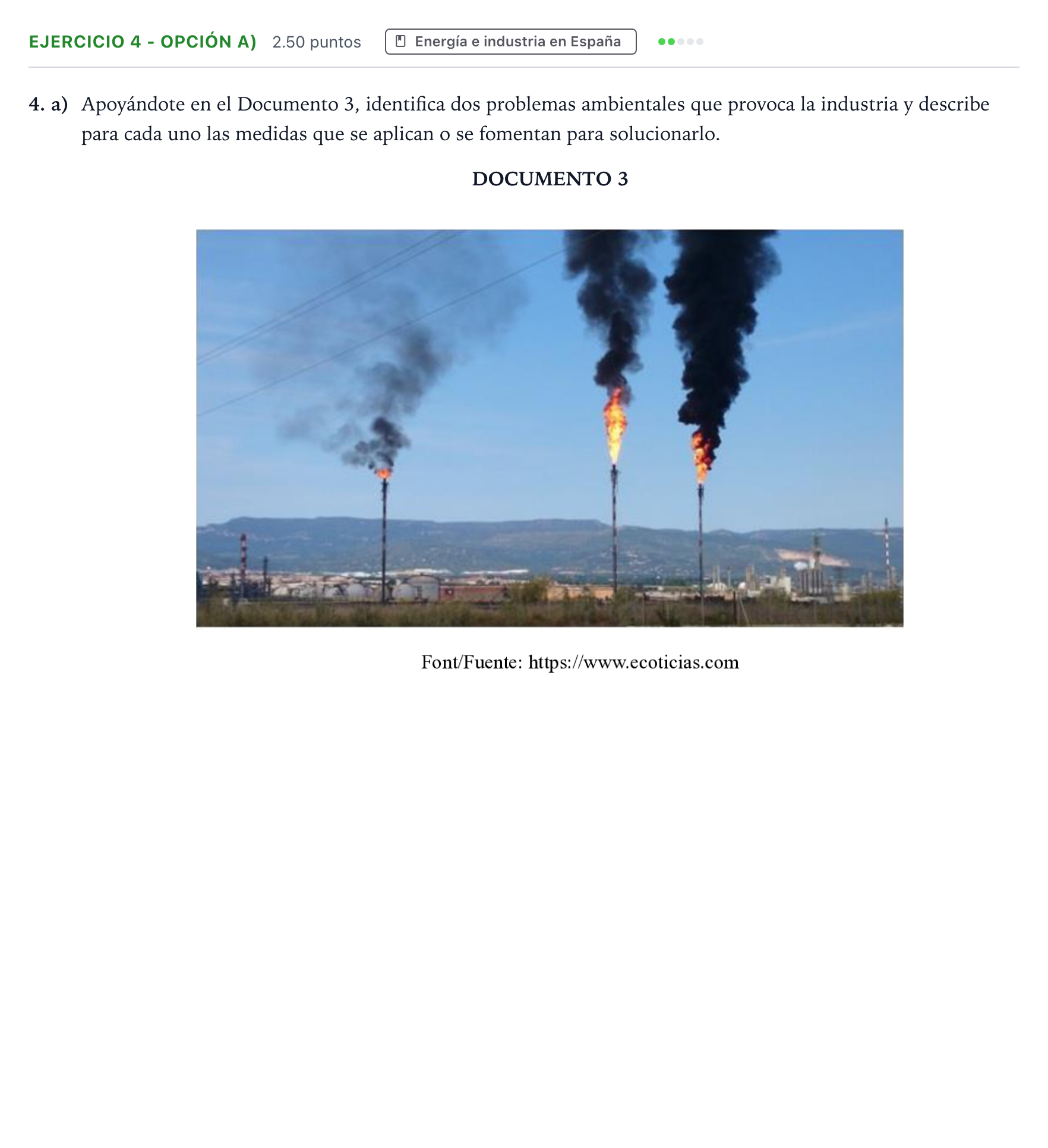 Enunciado: Ejercicio 4 - Opción a) · Geografía PAU Valencia Extraordinaria 2026