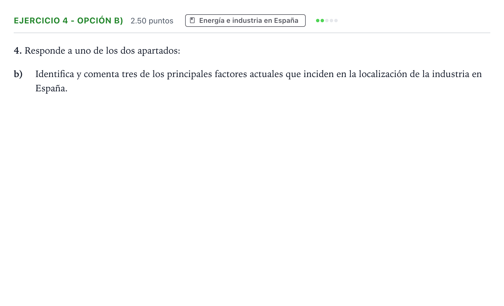 Enunciado: Ejercicio 4 - Opción b) · Geografía PAU Valencia Ordinaria 2026