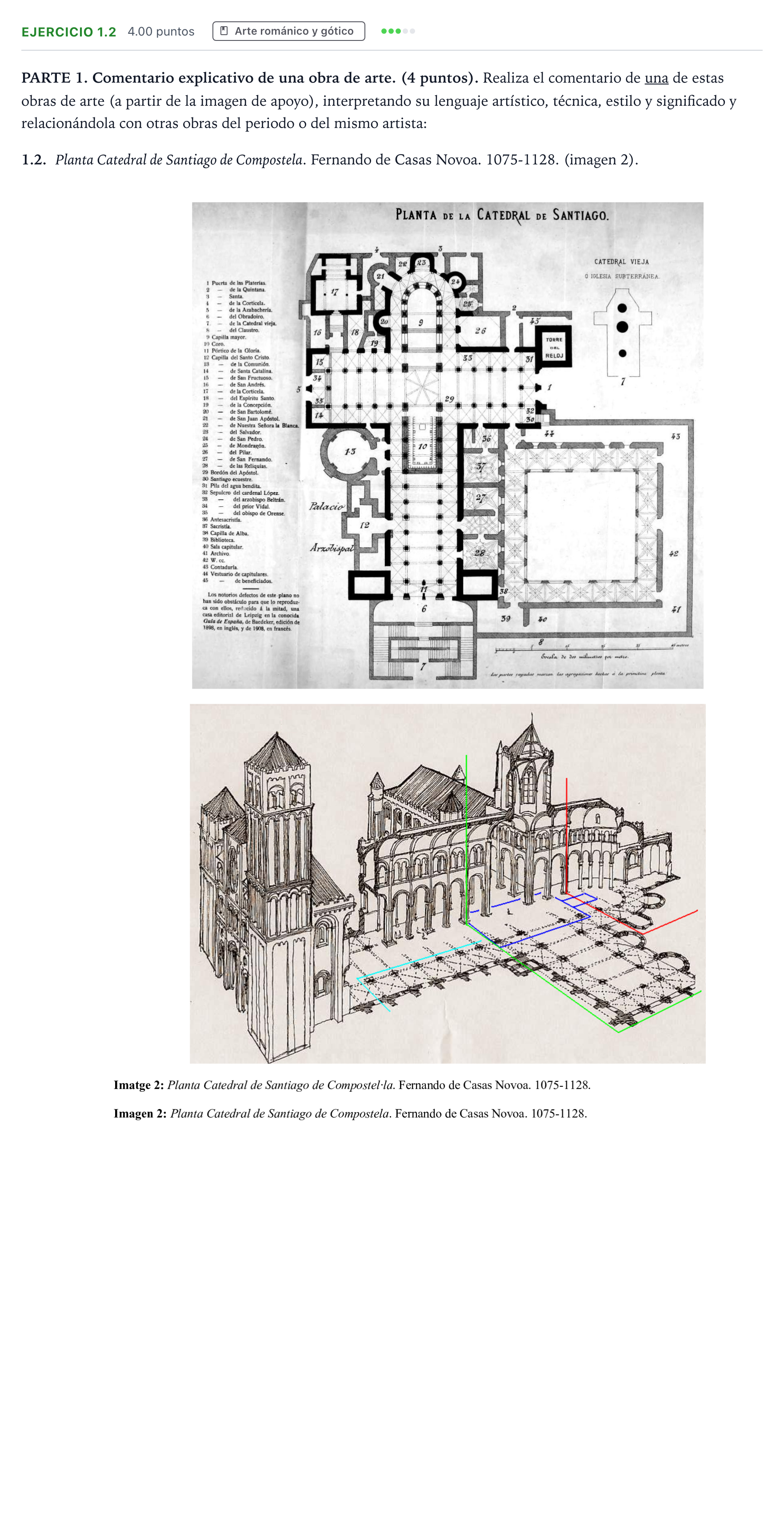 Enunciado: Ejercicio 1.2 · Historia del Arte PAU Valencia Extraordinaria solapamiento 2026