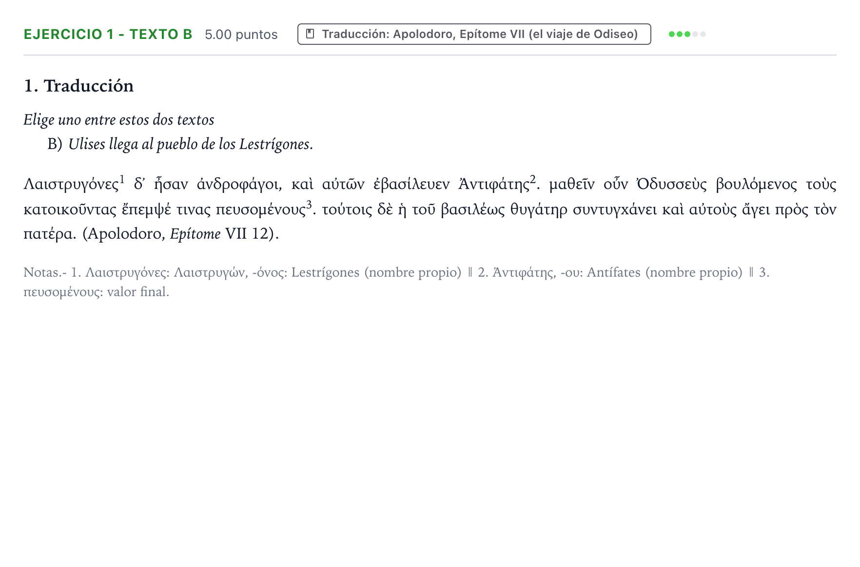 Enunciado: Ejercicio 1 - Texto B · Griego II PAU Valencia Ordinaria 2026