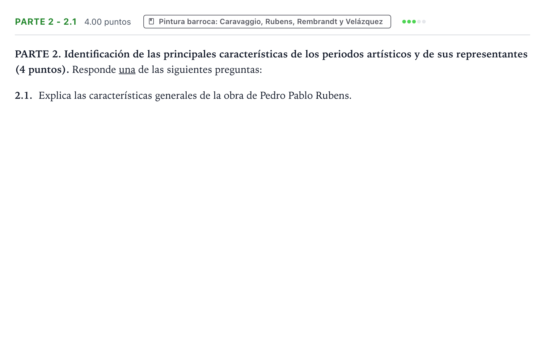 Enunciado: Ejercicio Parte 2 - 2.1 · Historia del Arte PAU Valencia Ordinaria 2026