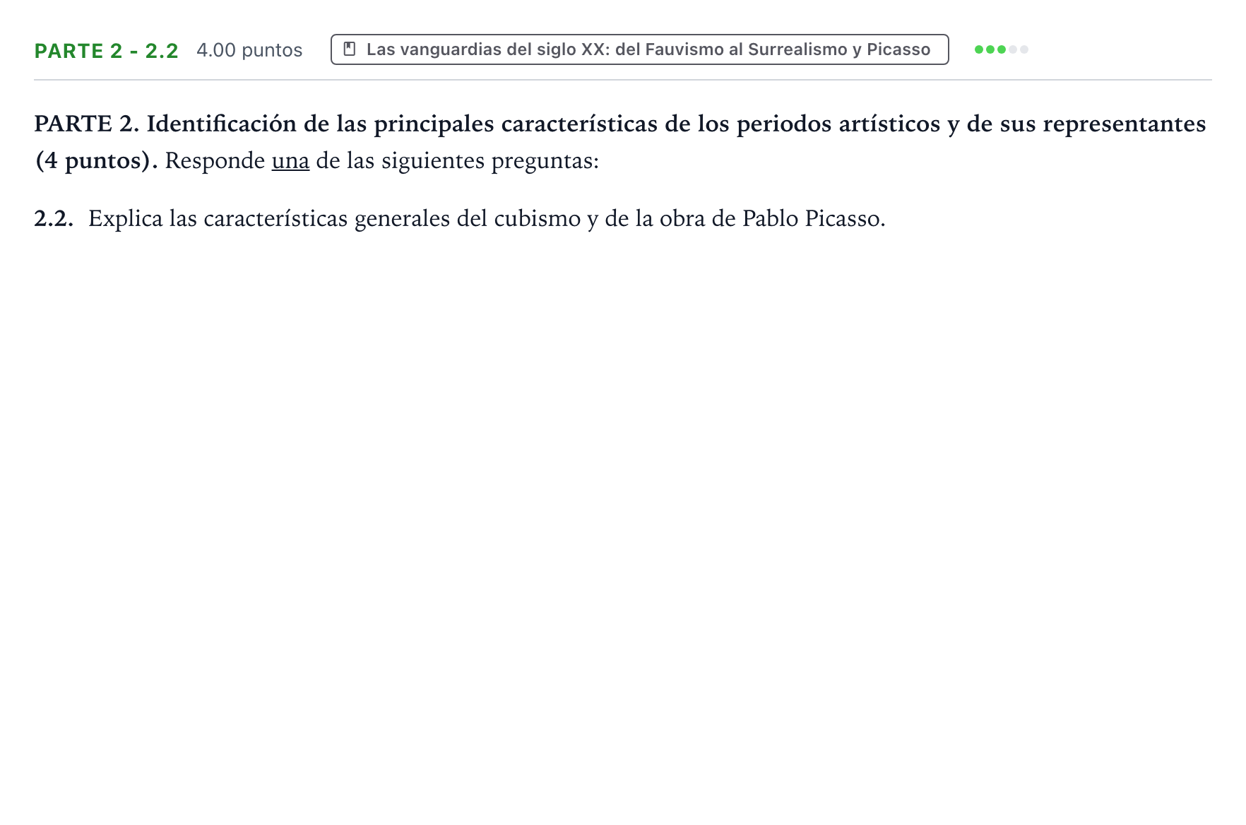 Enunciado: Ejercicio Parte 2 - 2.2 · Historia del Arte PAU Valencia Ordinaria 2026