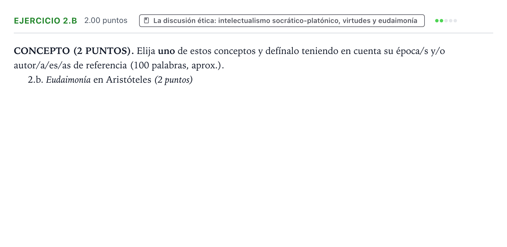 Enunciado: Ejercicio 2.b · Historia de la Filosofía PAU Valencia Extraordinaria 2026