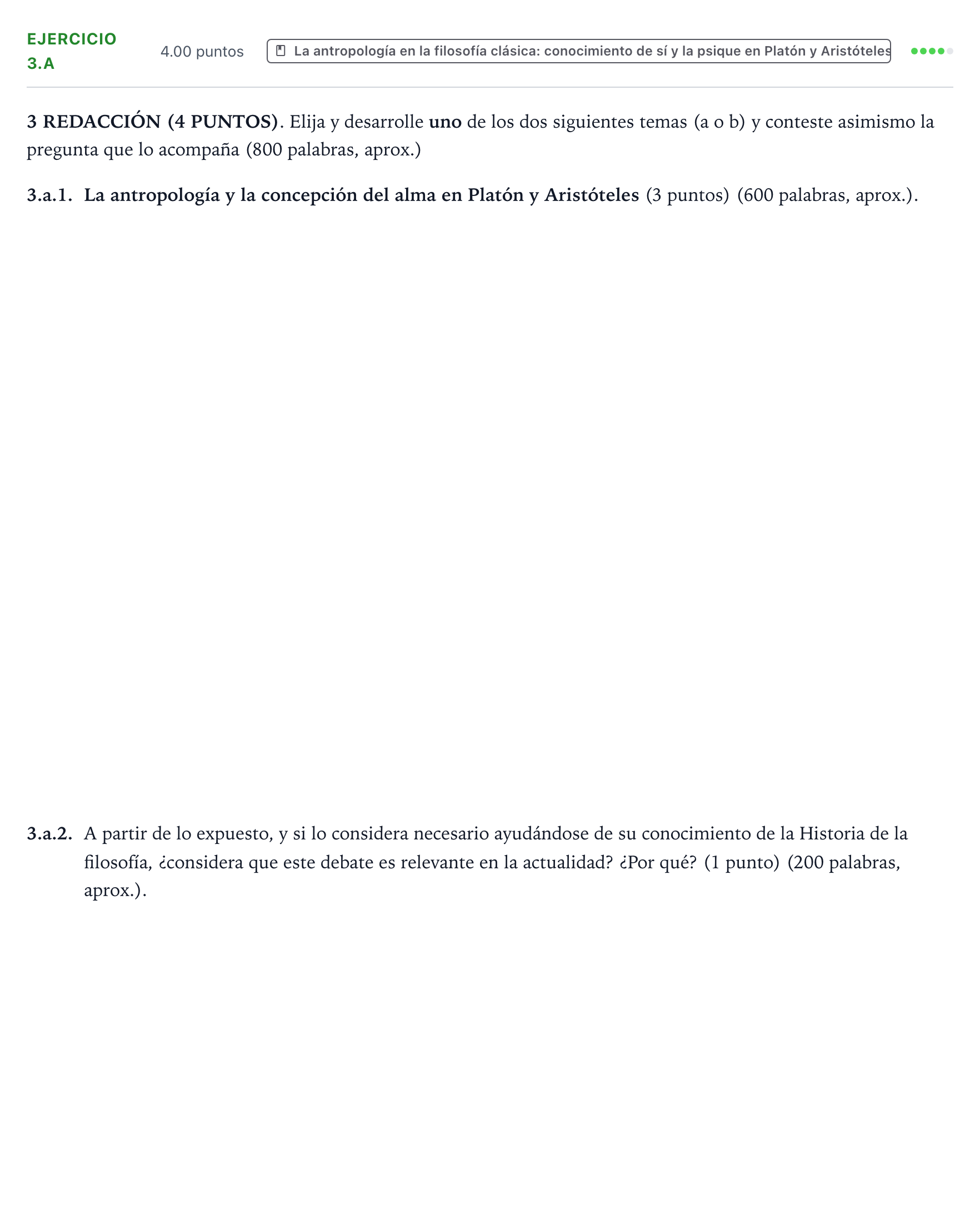 Enunciado: Ejercicio 3.a · Historia de la Filosofía PAU Valencia Extraordinaria 2026