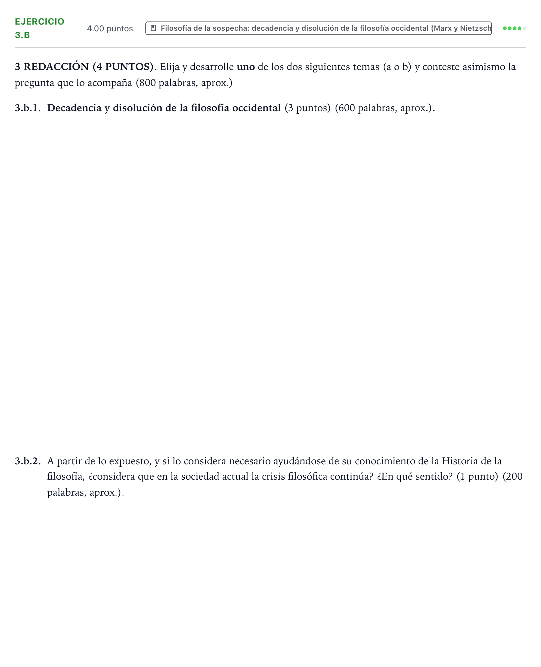 Enunciado: Ejercicio 3.b · Historia de la Filosofía PAU Valencia Extraordinaria 2026