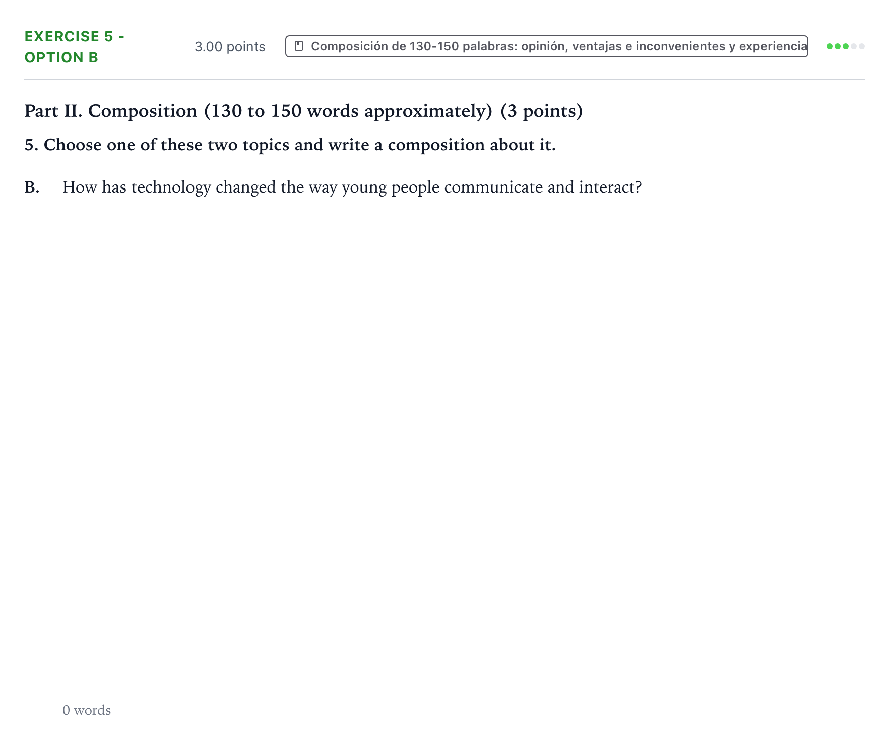 Enunciado: Ejercicio 5 - Option B · Inglés PAU Valencia Ordinaria solapamiento 2026