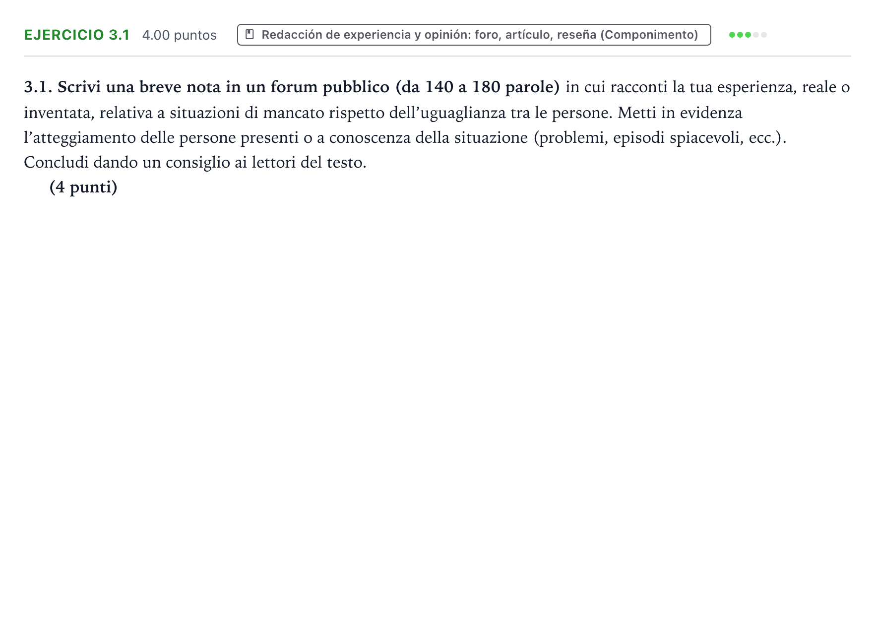 Enunciado: Ejercicio 3.1 · Italiano PAU Valencia Ordinaria solapamiento 2026
