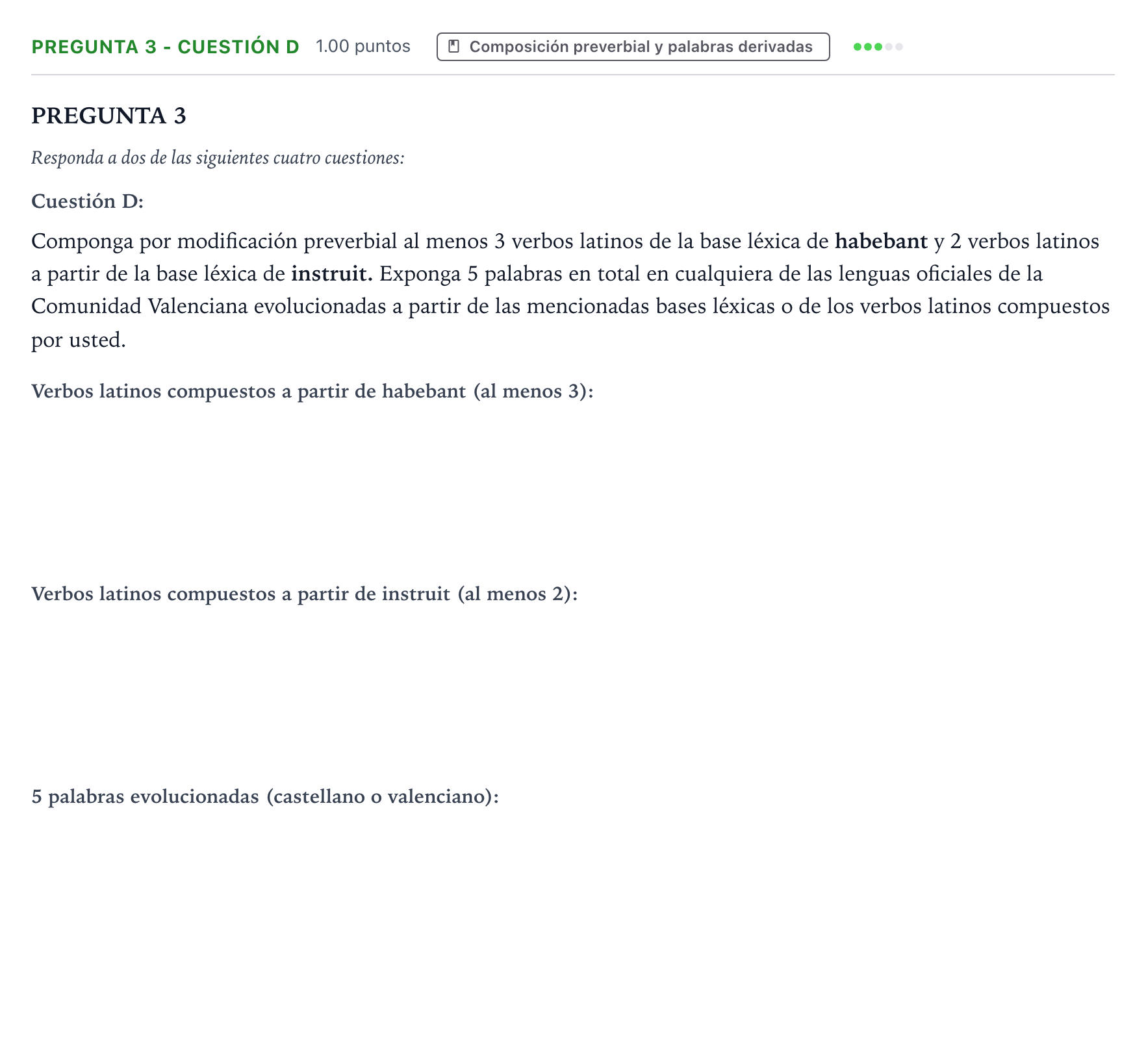 Enunciado: Pregunta 3 - Cuestión D · Latín II PAU Valencia Ordinaria 2026