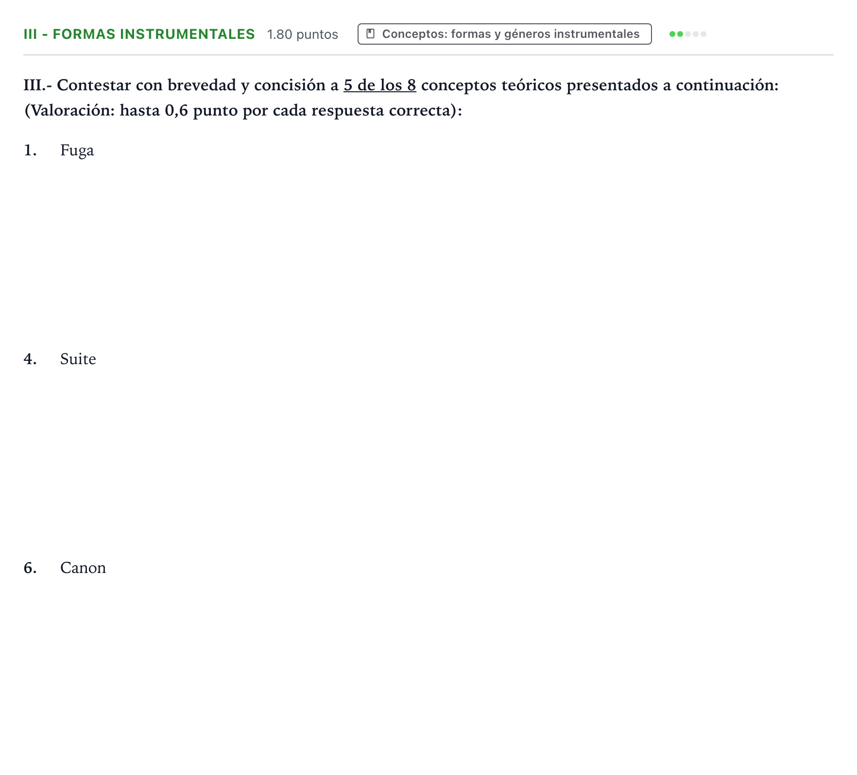 Enunciado: Ejercicio III - Formas instrumentales · Análisis Musical II PAU Valencia Extraordinaria 2026
