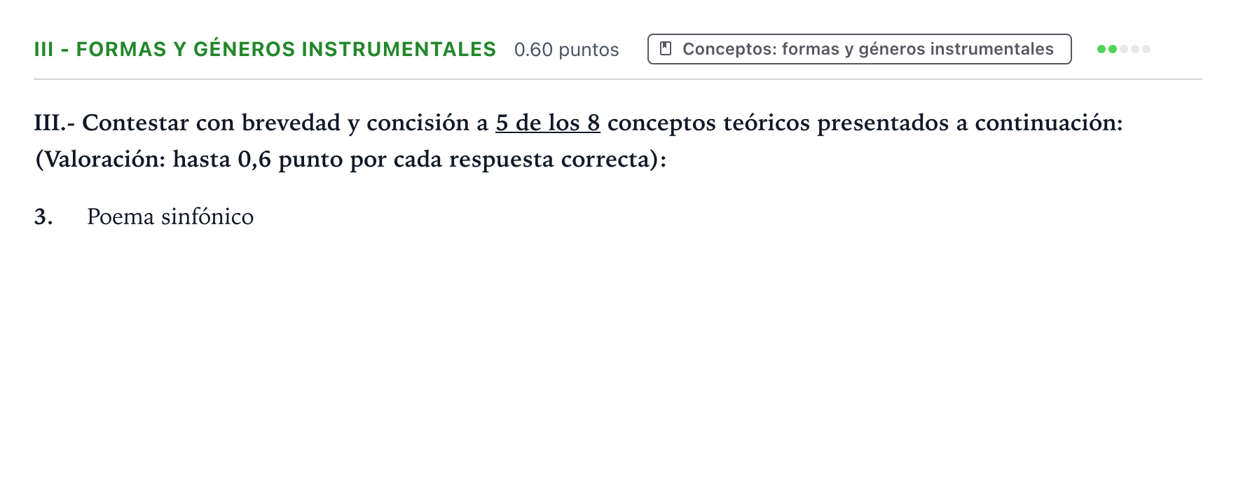 Enunciado: Ejercicio III - Formas y géneros instrumentales · Análisis Musical II PAU Valencia Extraordinaria solapamiento 2026