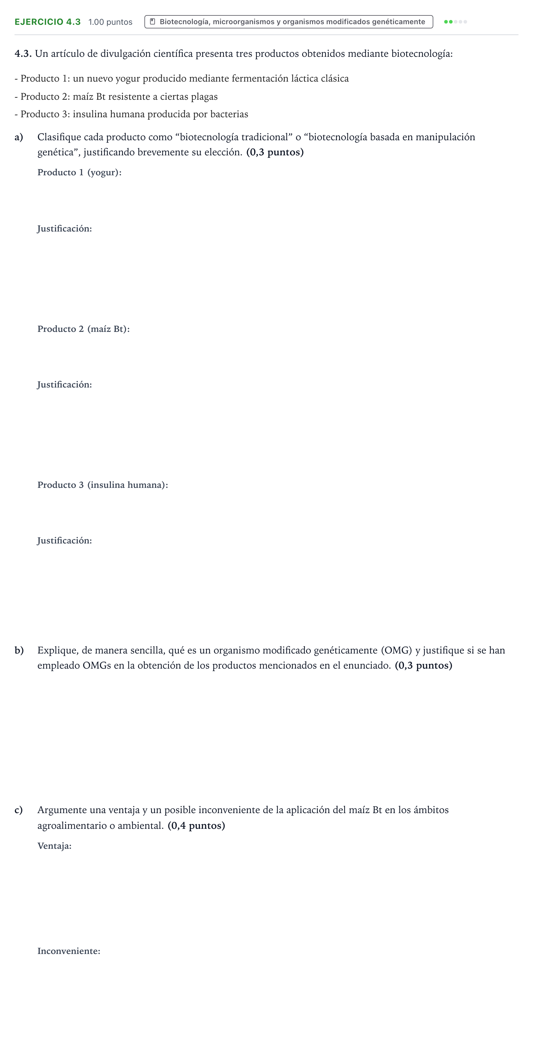 Enunciado: Ejercicio 4.3 · Ciencias Generales PAU Valencia Extraordinaria 2026