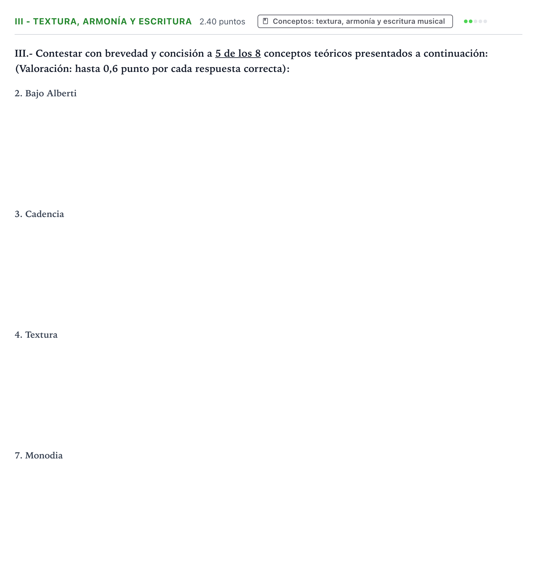Enunciado: Ejercicio III - Textura, armonía y escritura · Análisis Musical II PAU Valencia Ordinaria 2026