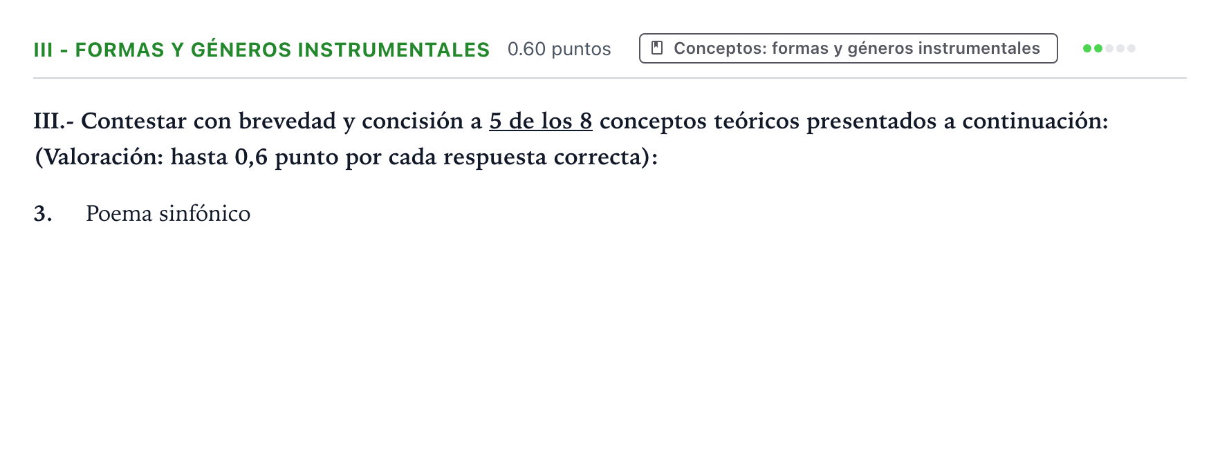 Enunciado: Ejercicio III - Formas y géneros instrumentales · Análisis Musical II PAU Valencia Ordinaria solapamiento 2026