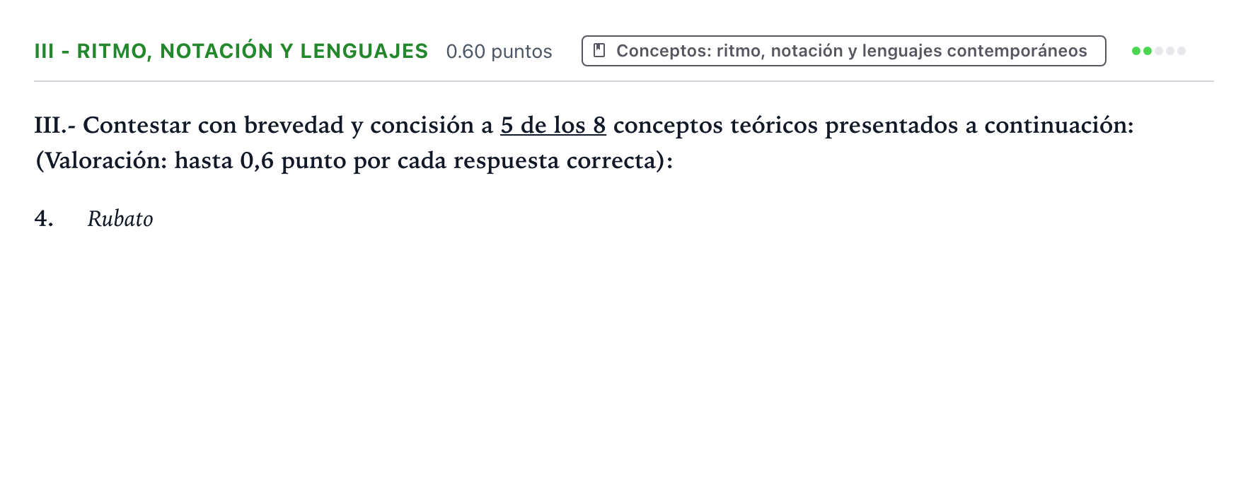 Enunciado: Ejercicio III - Ritmo, notación y lenguajes · Análisis Musical II PAU Valencia Ordinaria solapamiento 2026