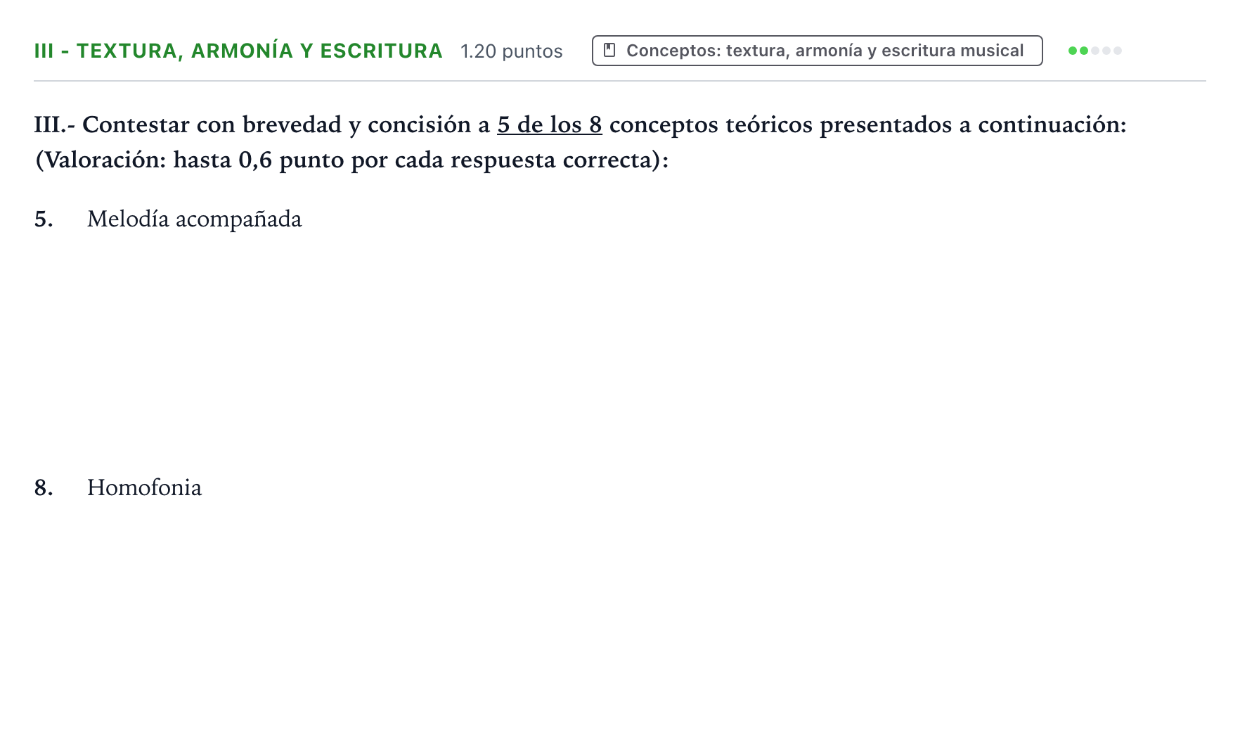 Enunciado: Ejercicio III - Textura, armonía y escritura · Análisis Musical II PAU Valencia Ordinaria solapamiento 2026