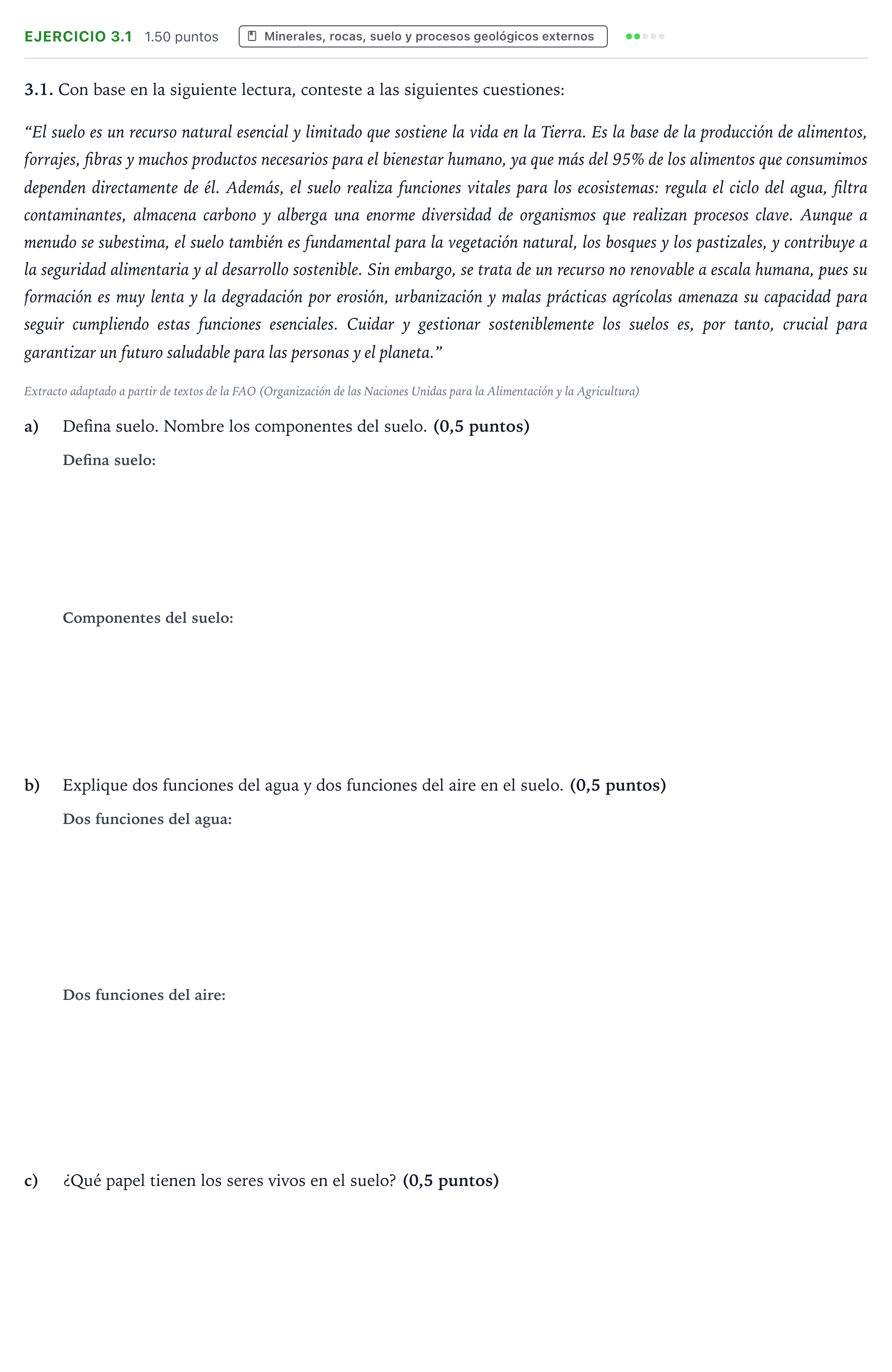 Enunciado: Ejercicio 3.1 · Ciencias Generales PAU Valencia Ordinaria 2026