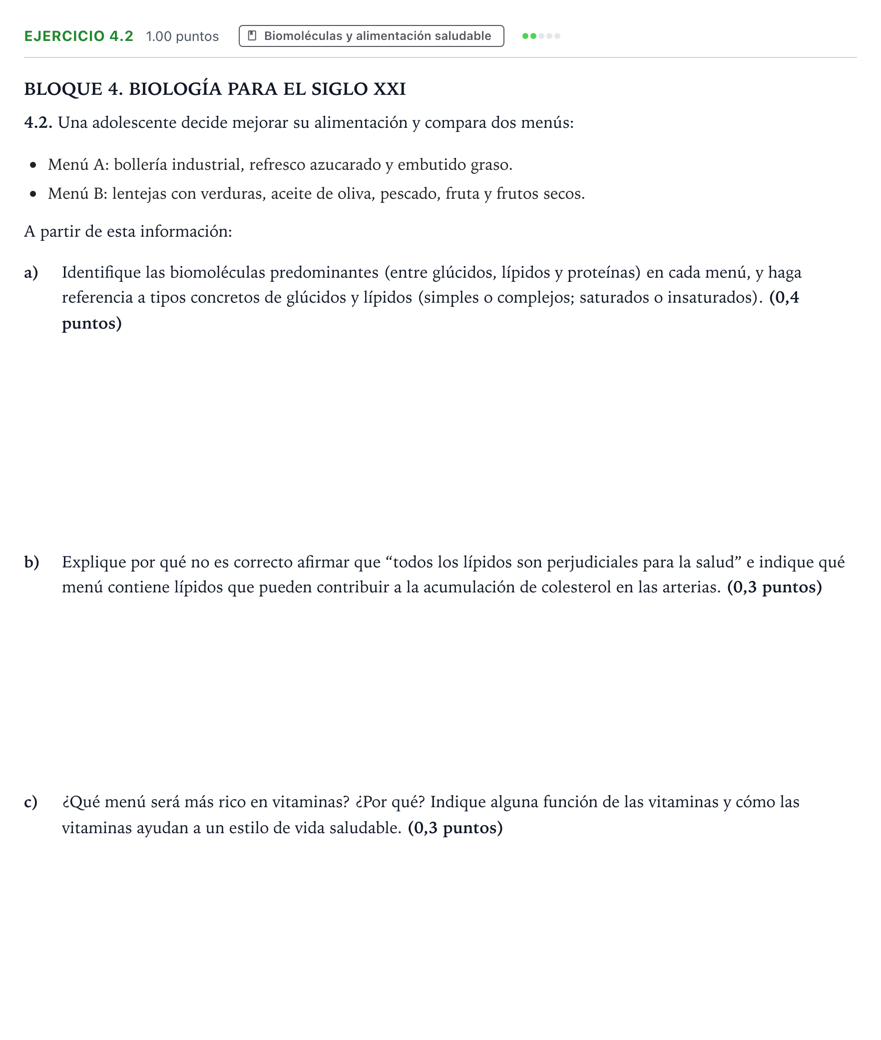 Enunciado: Ejercicio 4.2 · Ciencias Generales PAU Valencia Ordinaria solapamiento 2026