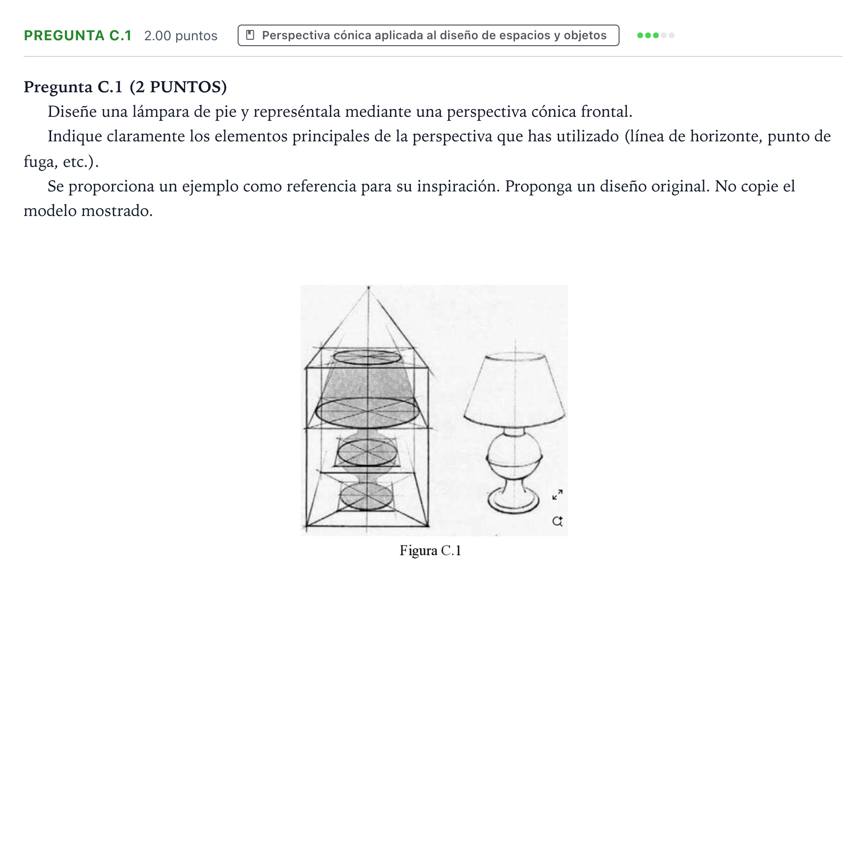 Enunciado: Pregunta C.1 · Dibujo Técnico Aplicado a las Artes Plásticas y al Diseño PAU Valencia Extraordinaria 2026