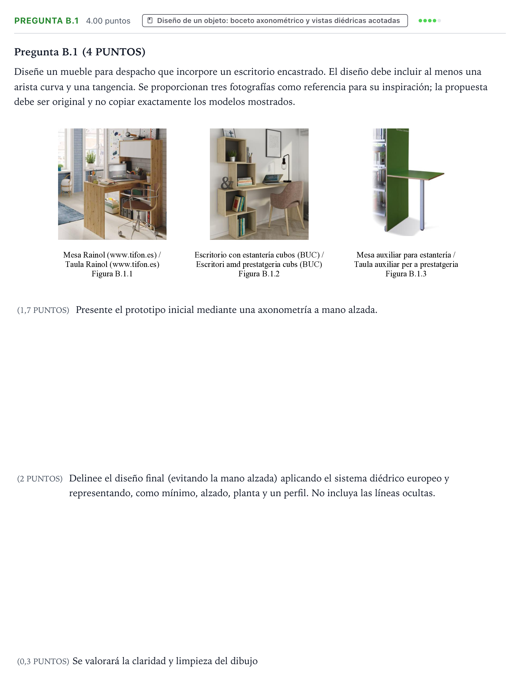 Enunciado: Pregunta B.1 · Dibujo Técnico Aplicado a las Artes Plásticas y al Diseño PAU Valencia Ordinaria 2026