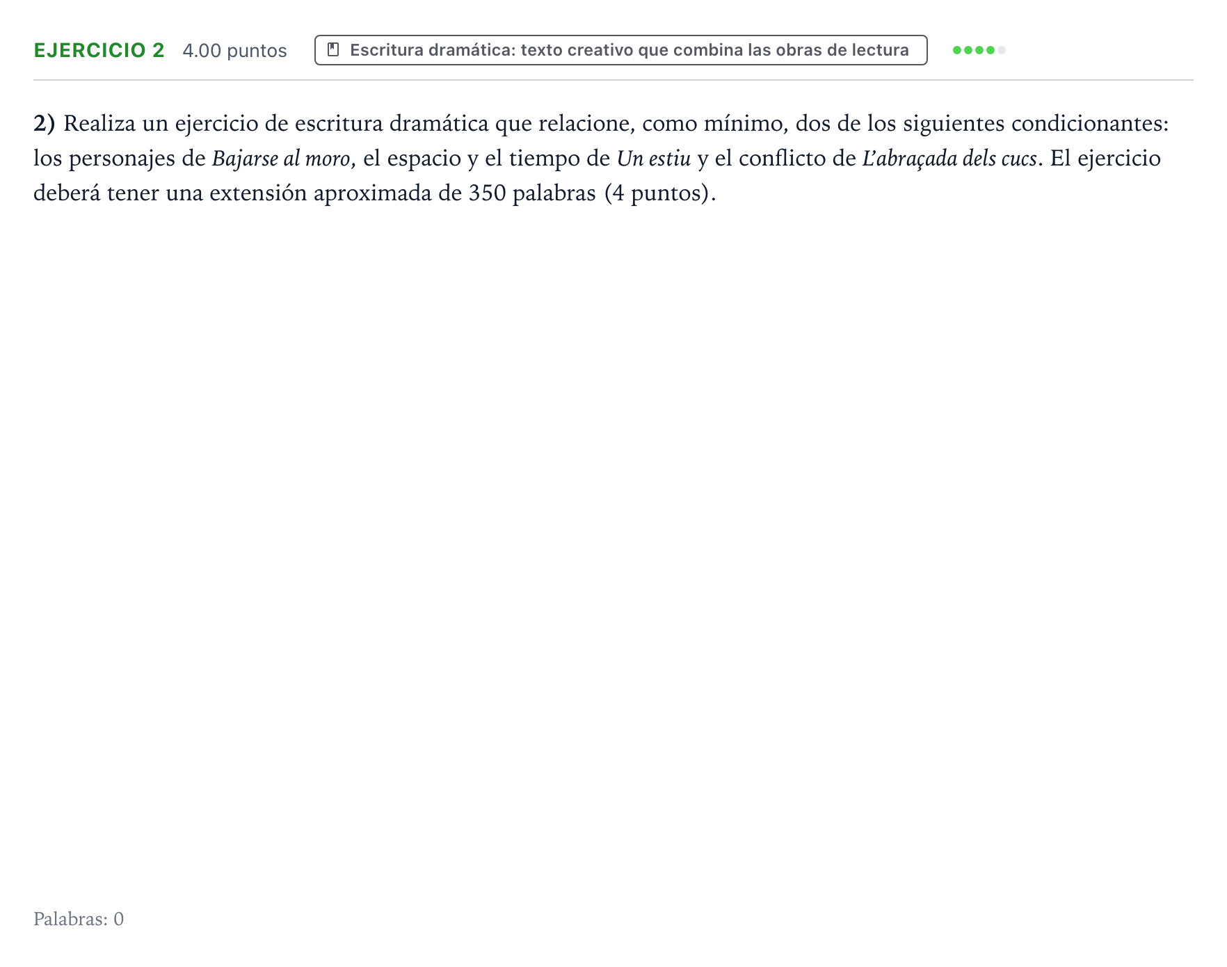 Enunciado: Problema 2 · Literatura Dramática PAU Valencia Ordinaria 2026