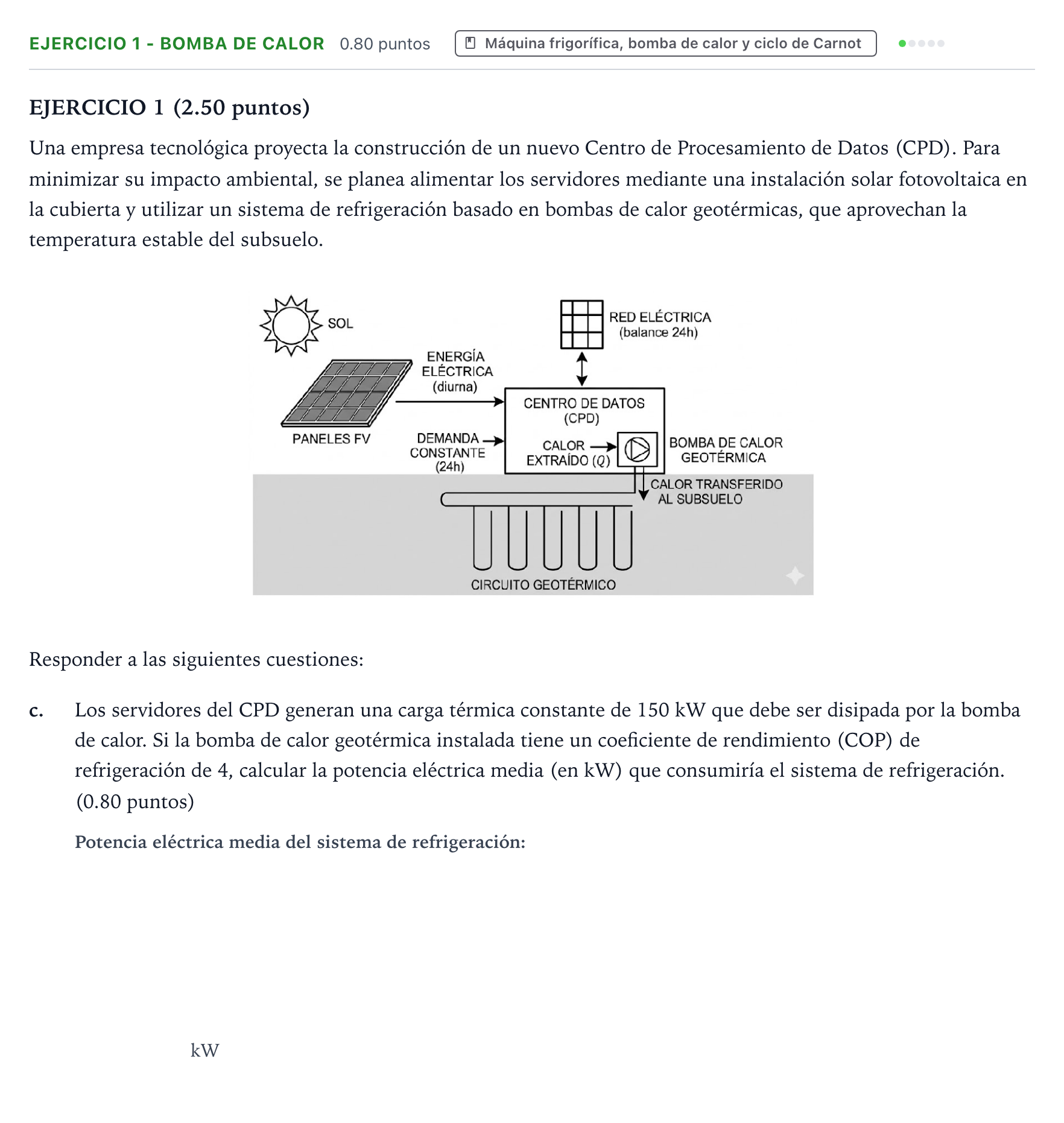 Enunciado: Ejercicio 1 - Bomba de calor · Tecnología e Ingeniería II PAU Valencia Extraordinaria 2026