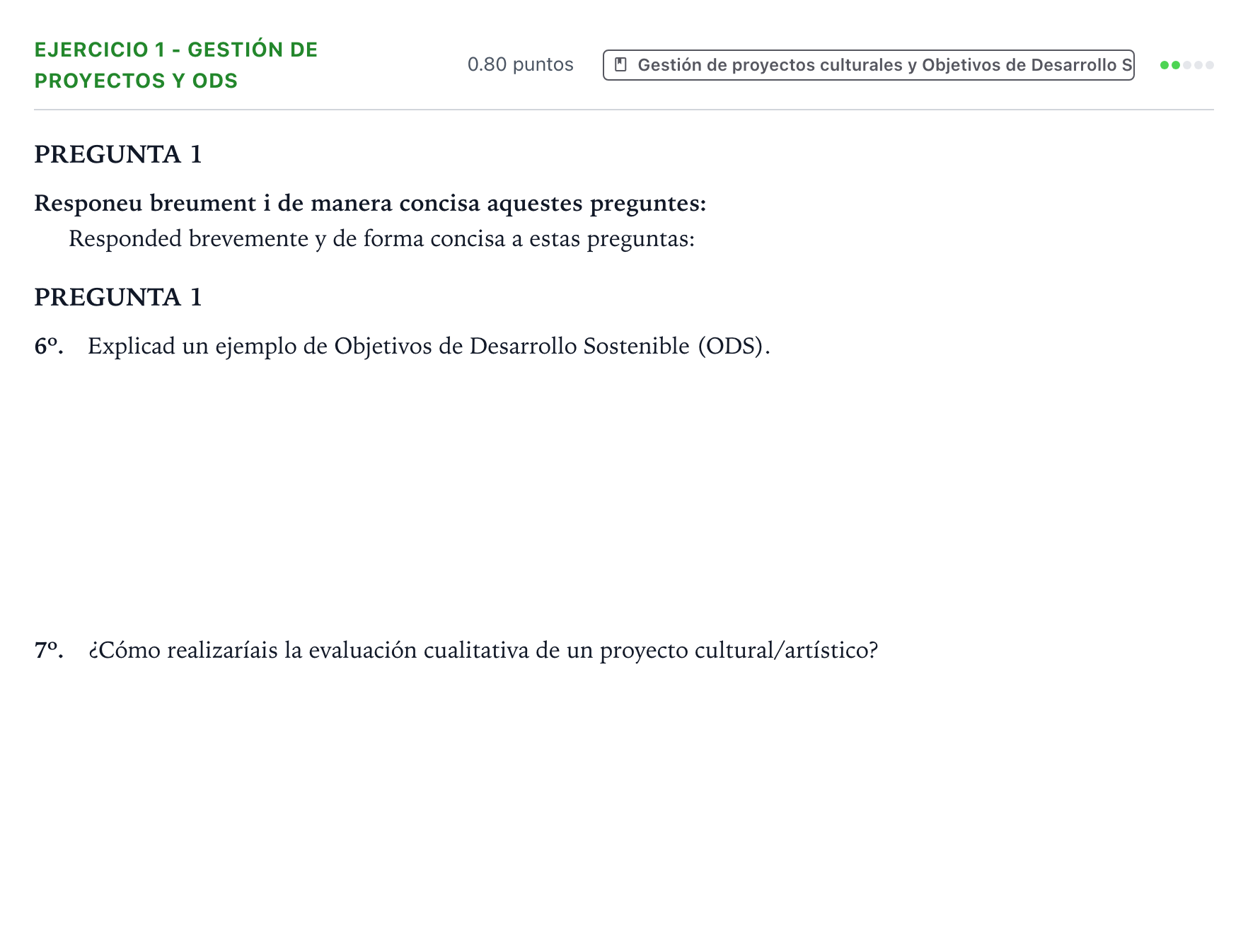 Enunciado: Ejercicio 1 - Gestión de proyectos y ODS · Movimientos Culturales y Artísticos PAU Valencia Ordinaria 2026