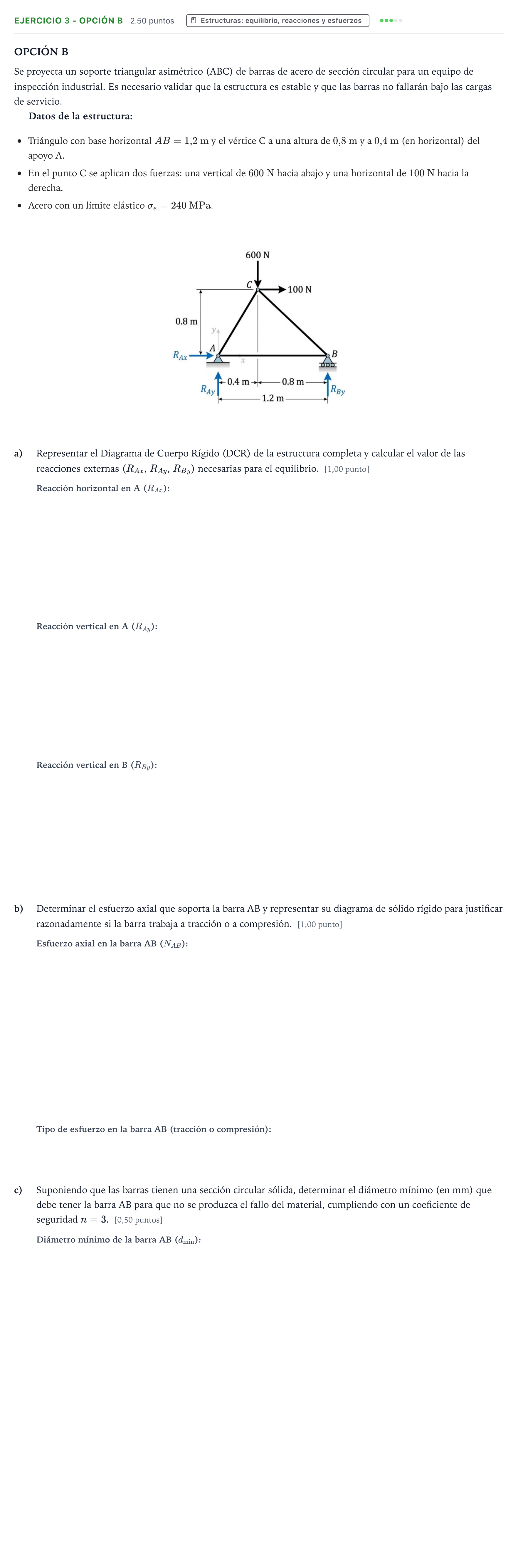 Enunciado: Ejercicio 3 - Opción B · Tecnología e Ingeniería II PAU Valencia Ordinaria 2026